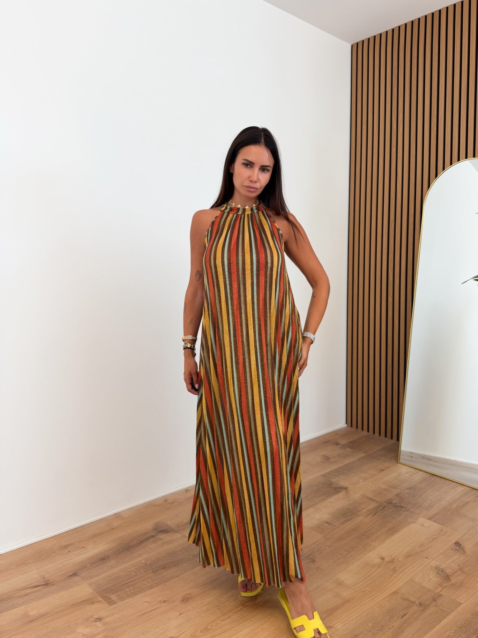 Abito Ventaglio - Marrone Giallo Celeste - SAINTH