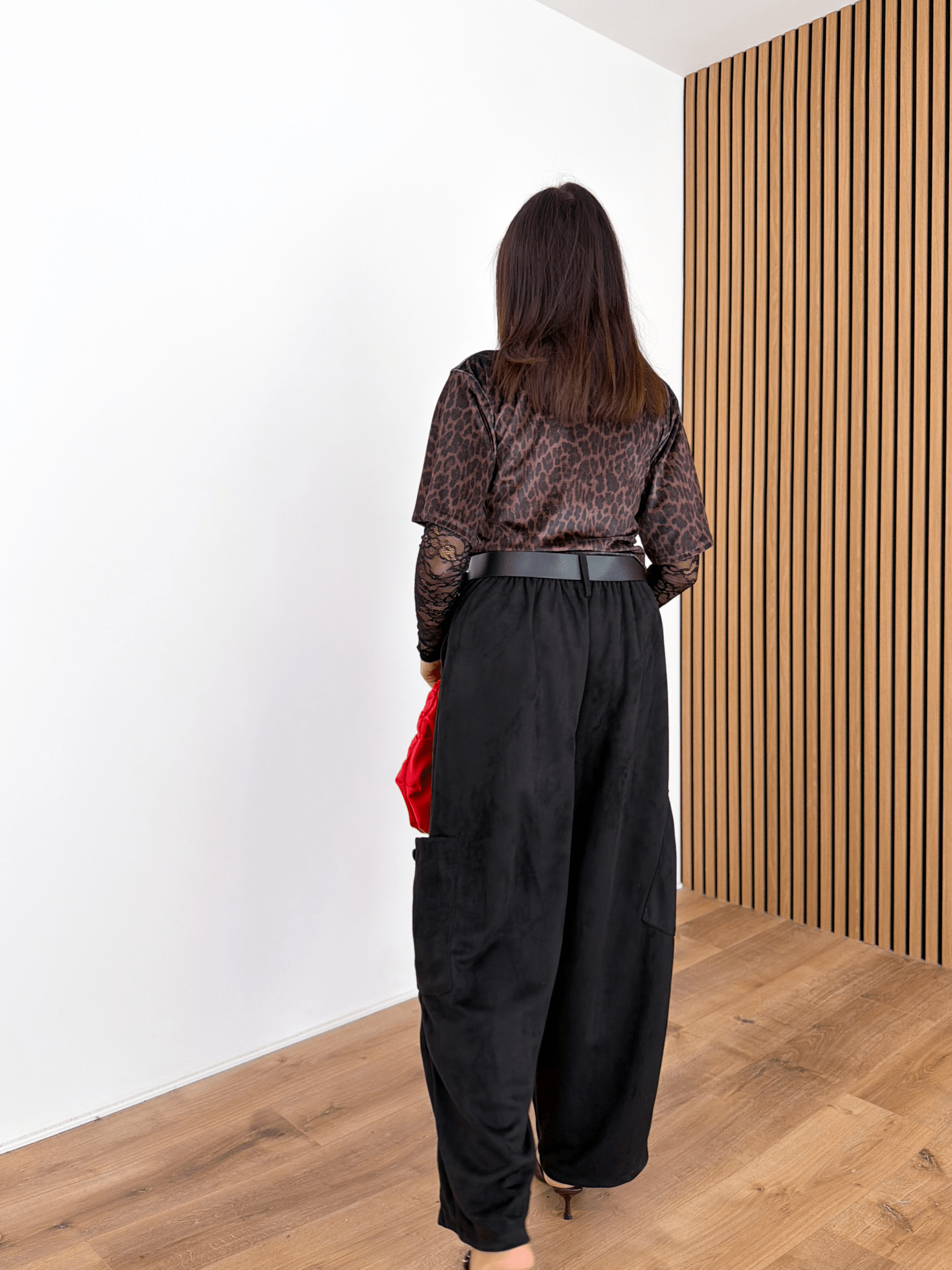 Pantalone Cargo Velvet - Nero - SAINTH