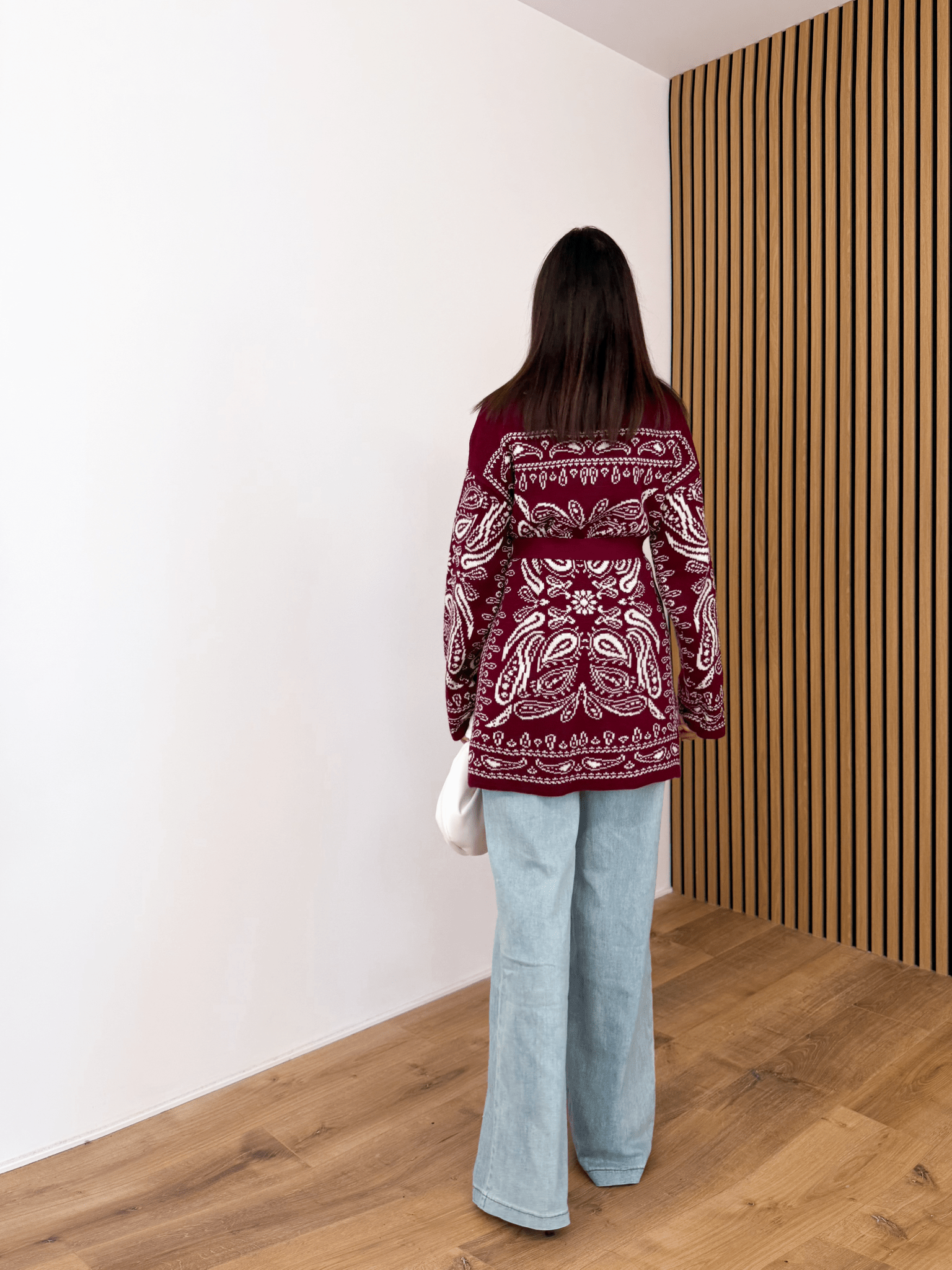 Cardigan Azteco - Bordeaux e Bianco - SAINTH