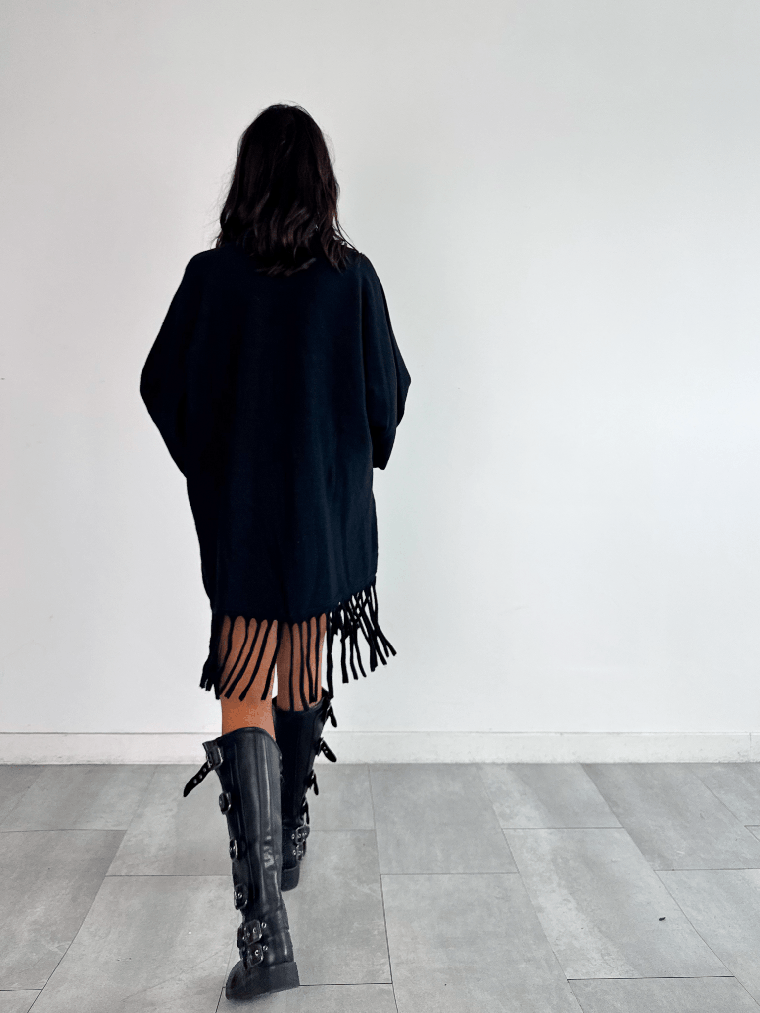 Cardigan Frange - Nero - SAINTH