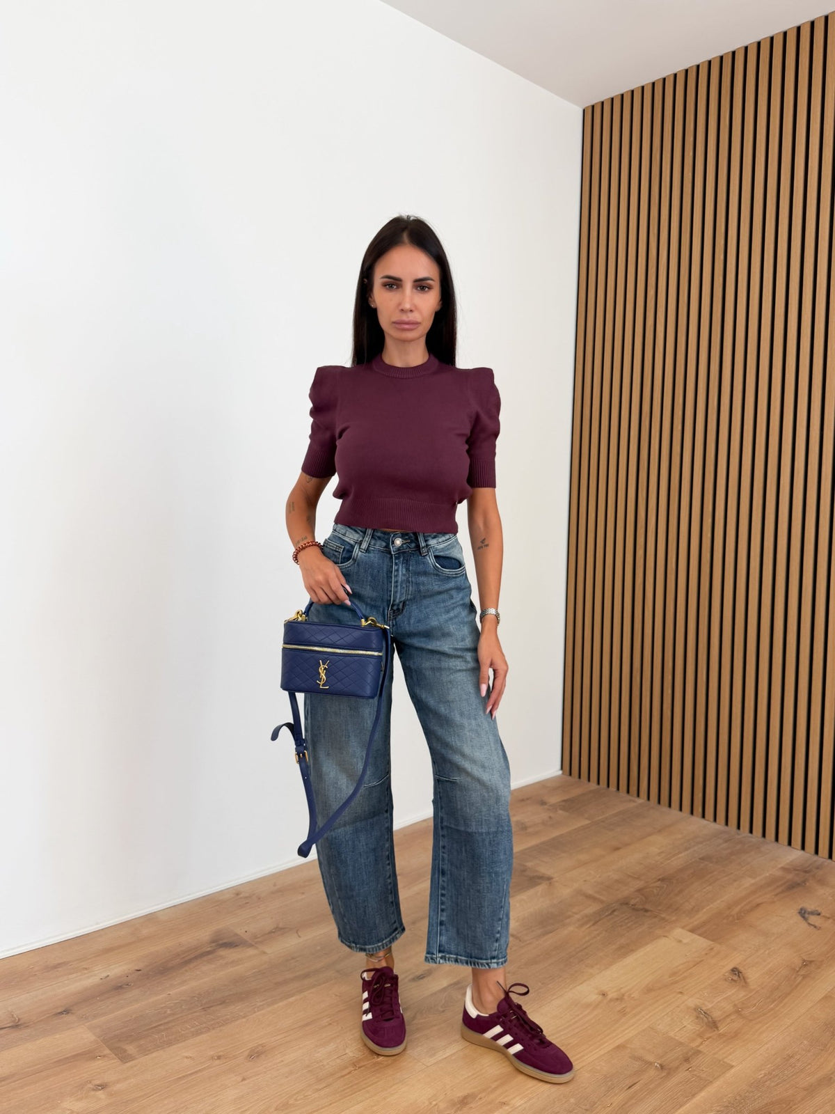 Maglia Crop Knit - Bordeaux - SAINTH