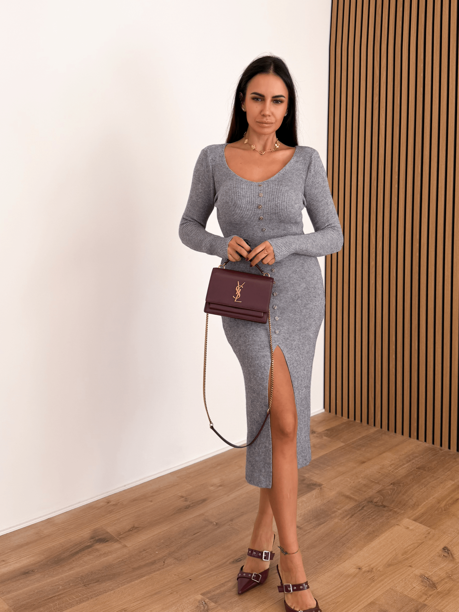 Pull Abito Long Bottoncini - Grigio - SAINTH