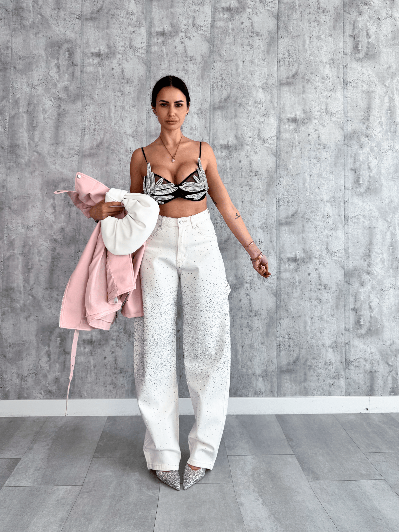 Jeans Baggy Diamonds - Bianco - SAINTH