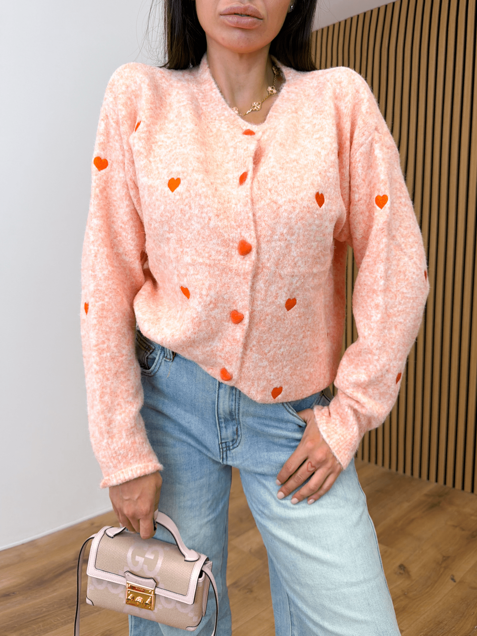 Cardigan Heart - Salmone - SAINTH