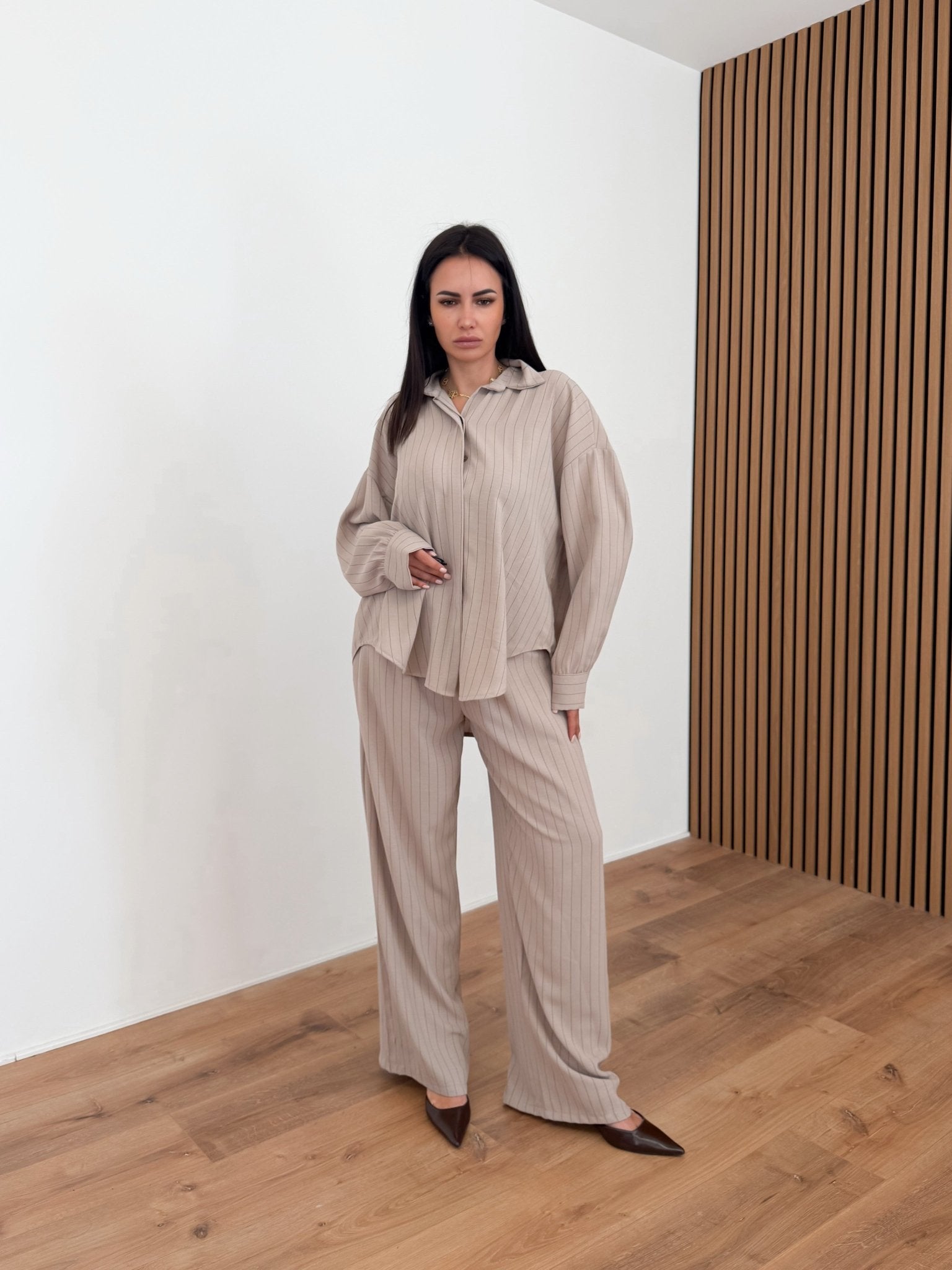 Coordinato Gessato Comfy - Beige - SAINTH