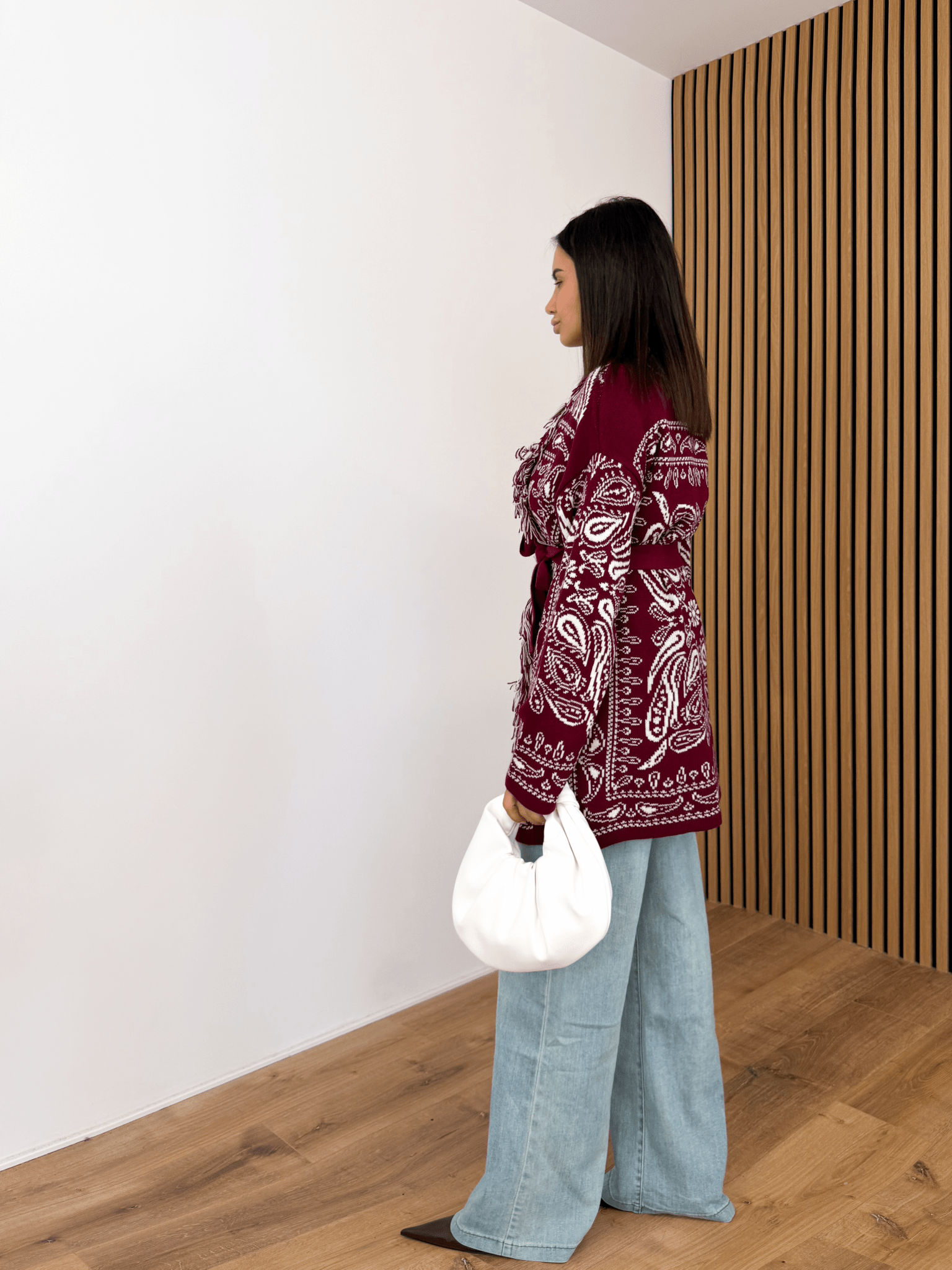 Cardigan Azteco - Bordeaux e Bianco - SAINTH