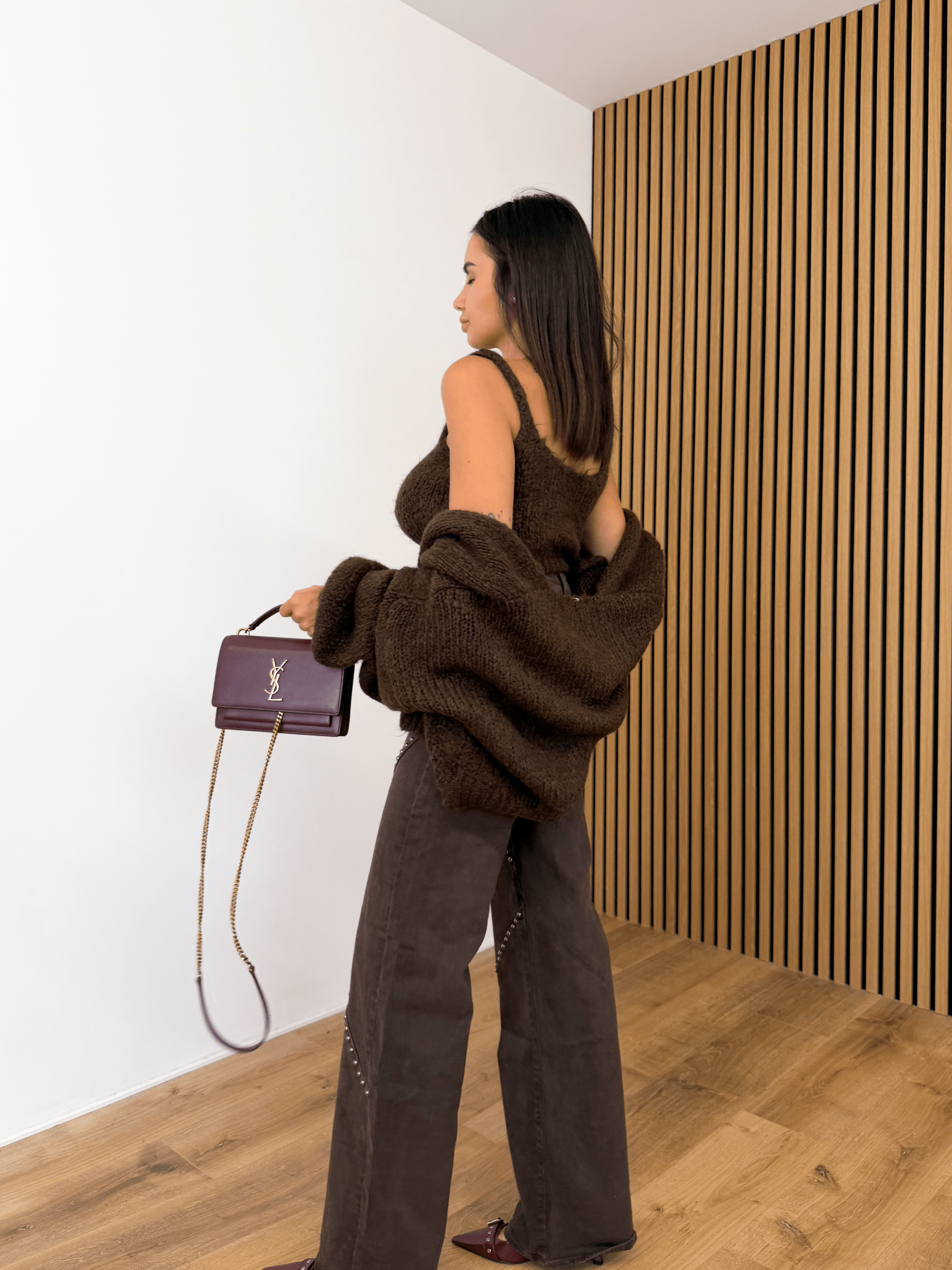 Set Top + Cardigan - Cioccolato - SAINTH