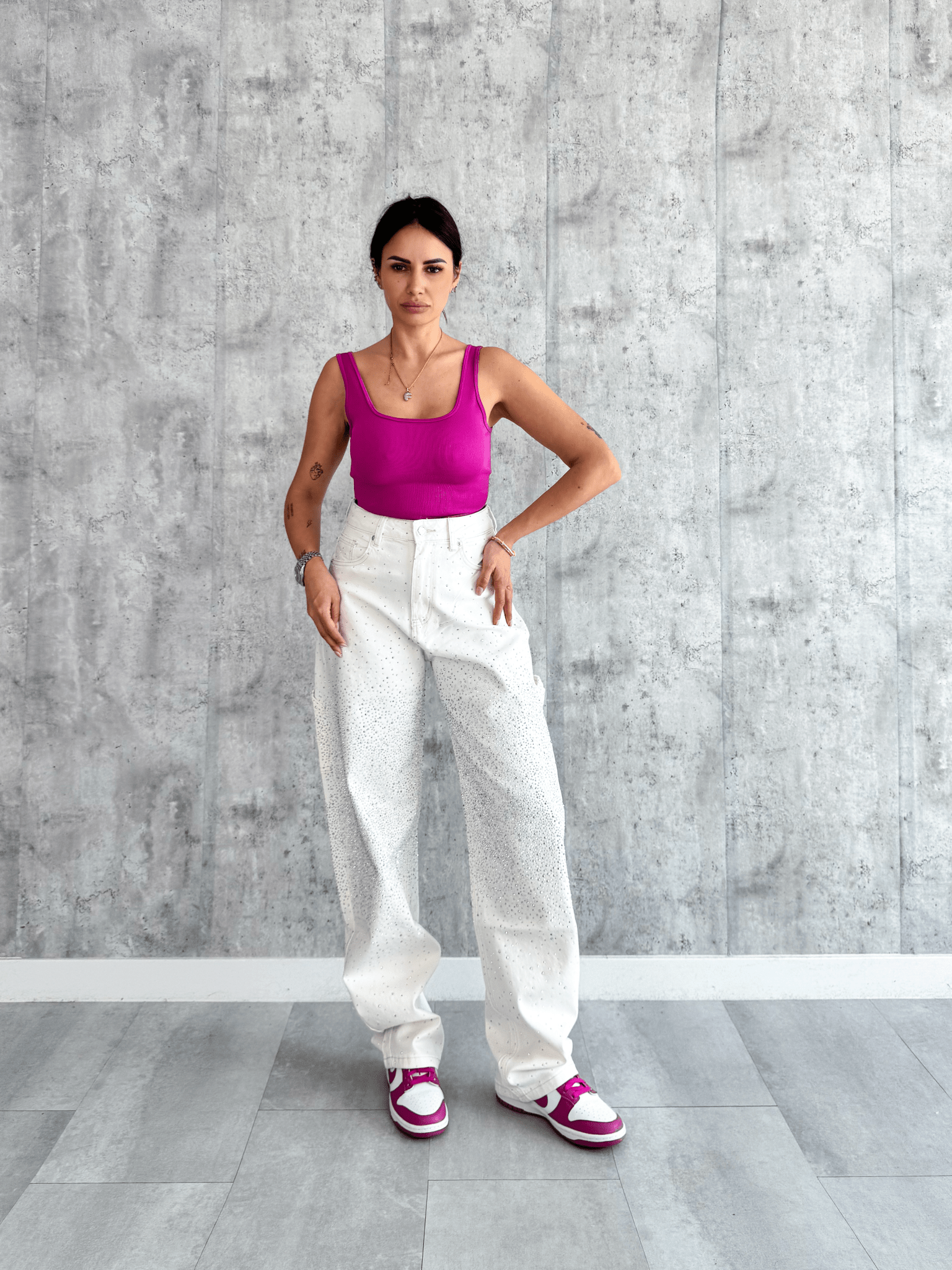 Jeans Baggy Diamonds - Bianco - SAINTH