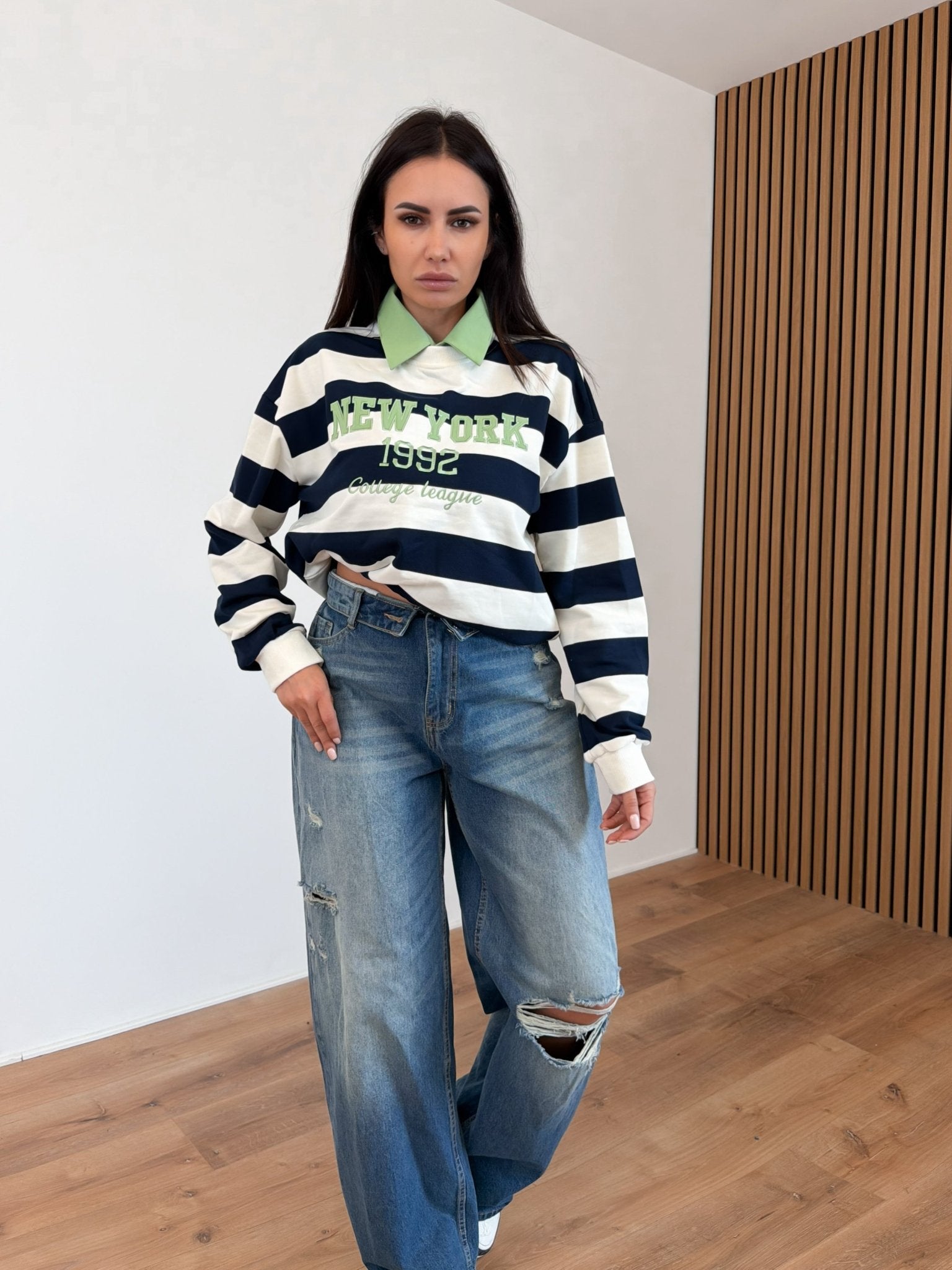 Felpa Colletto NY - Verde Mela - SAINTH