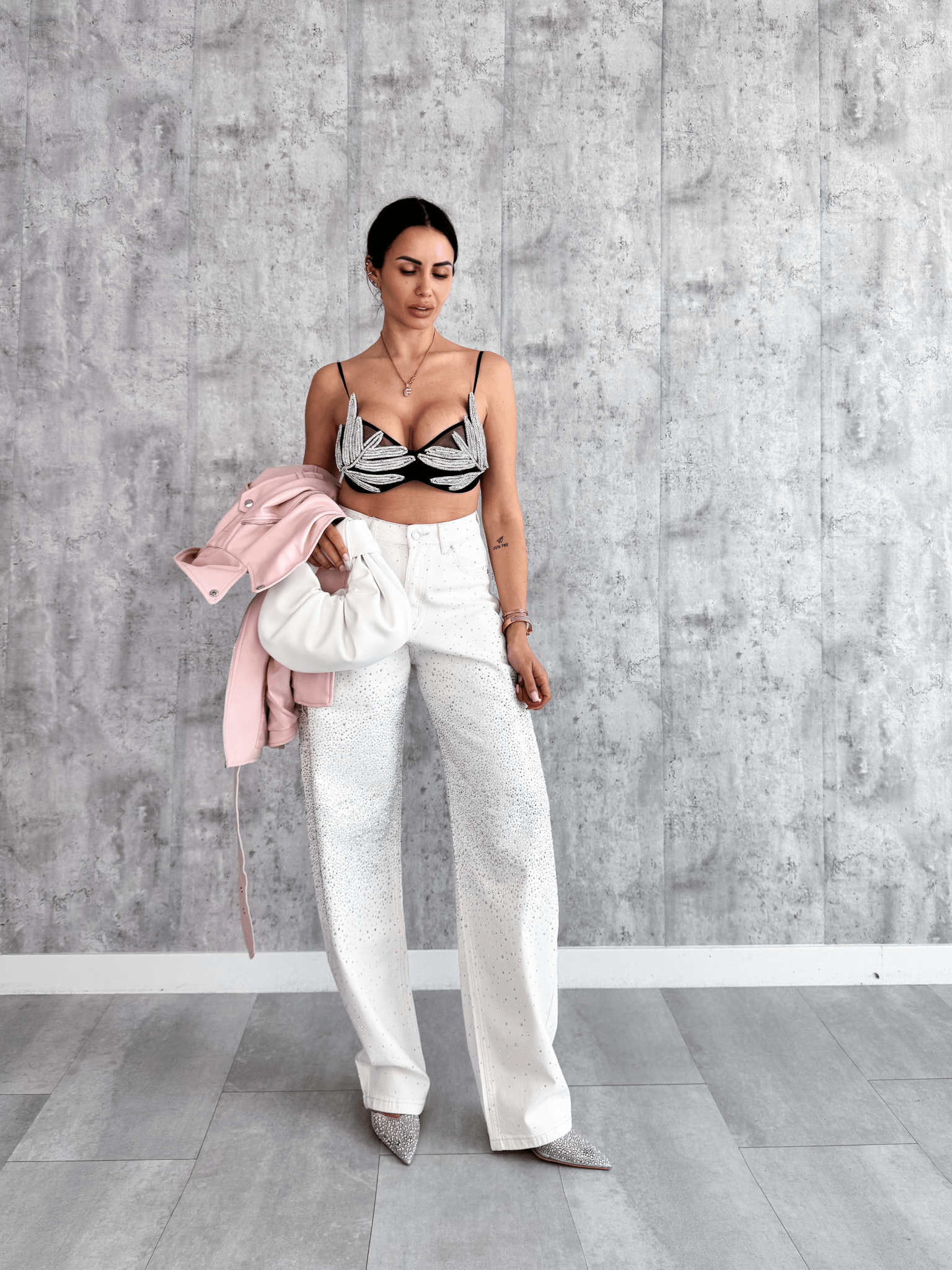 Jeans Baggy Diamonds - Bianco - SAINTH