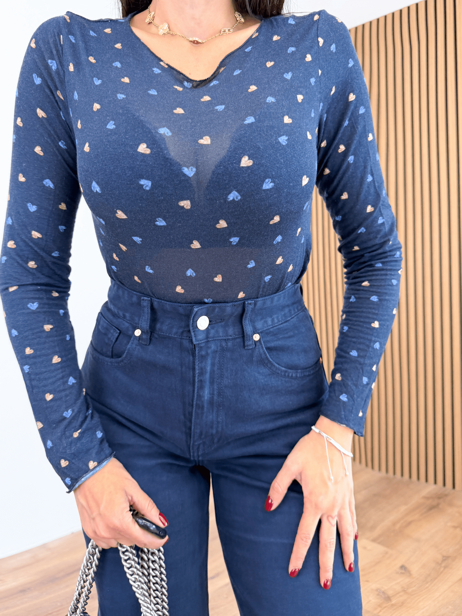 Dolcevita Misto Cashmere Cuoricini - Blu - SAINTH