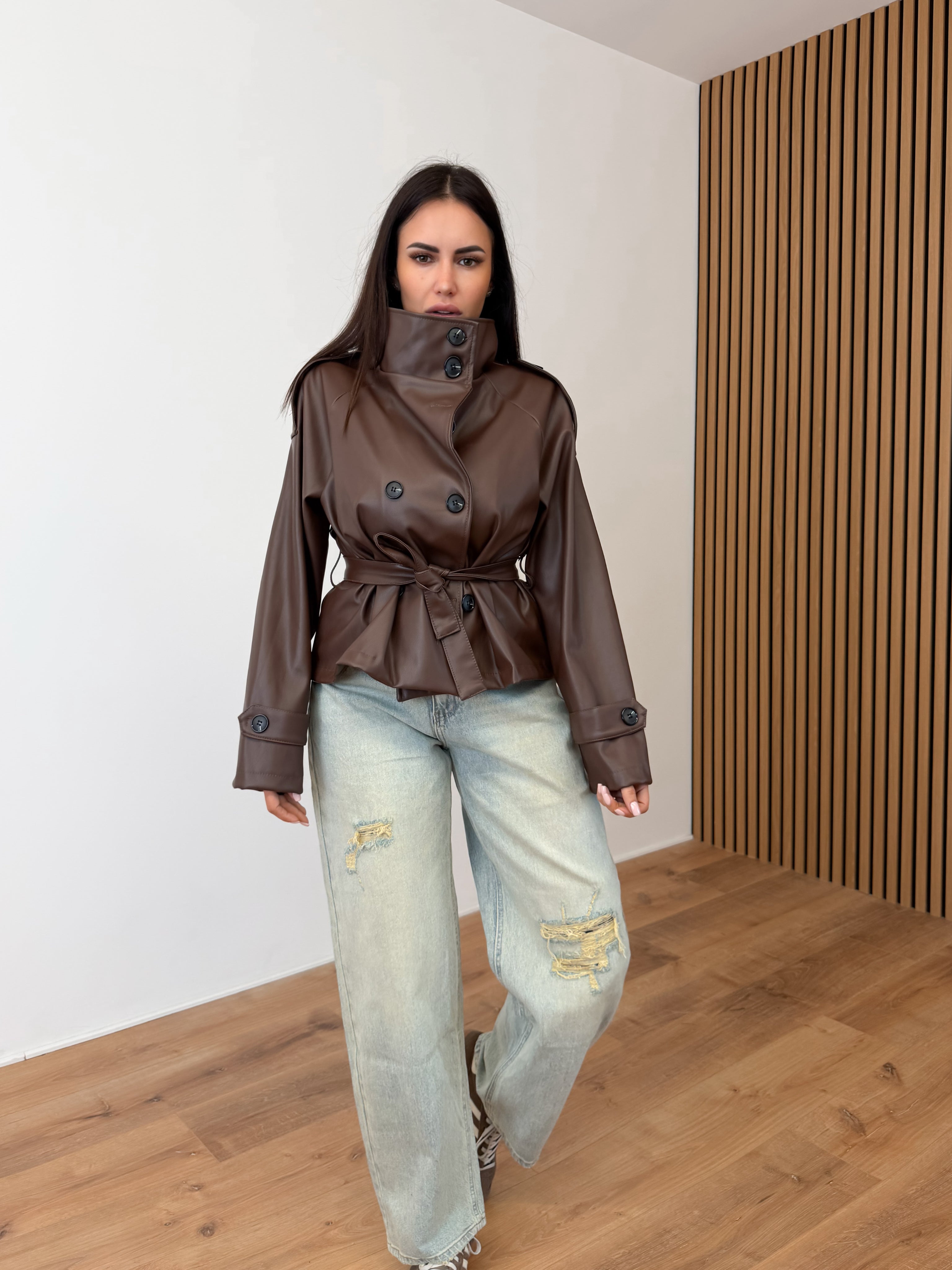 Trench Collo Alto - Marrone