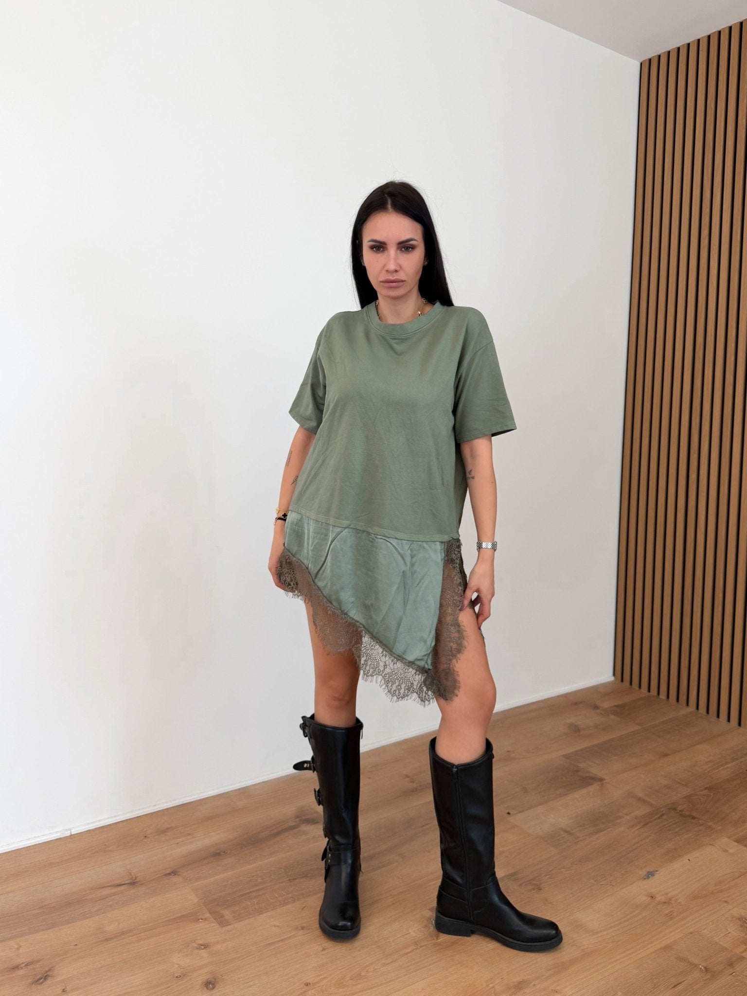 Maglia Abito Pizzo - Army Green - SAINTH