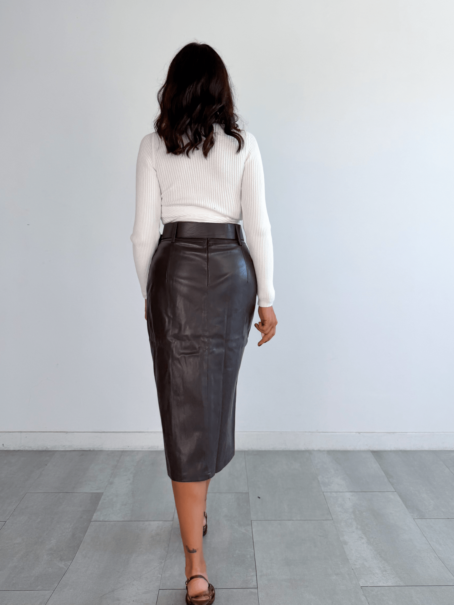 Gonna Ecopelle Bottoncini - Marrone - SAINTH