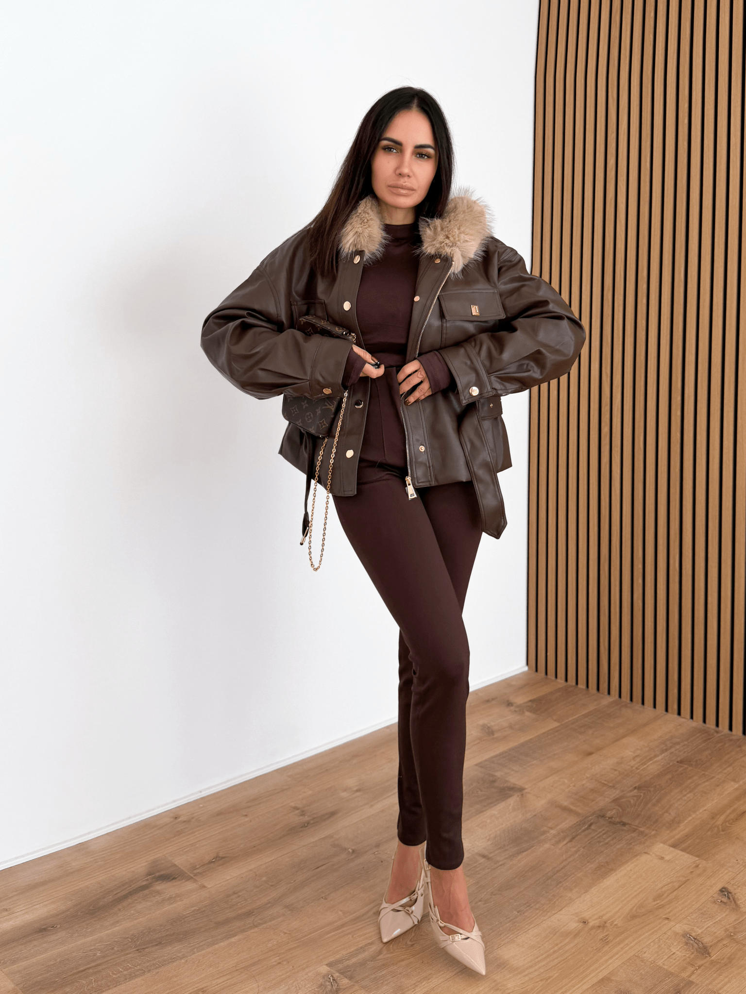 Chiodo Ecopelle Fox - Marrone - SAINTH