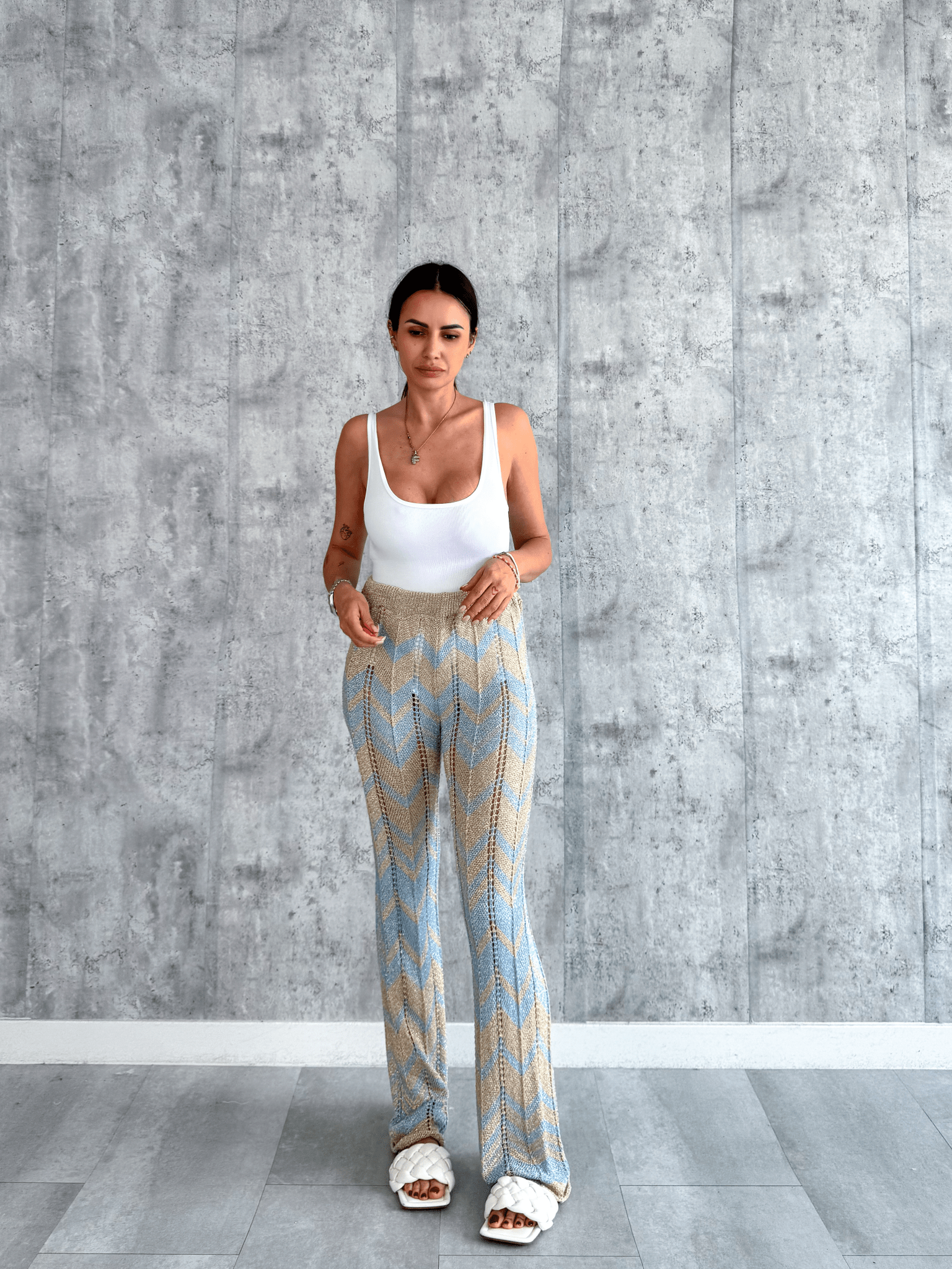 Pantalone Zigzag - Celeste - SAINTH