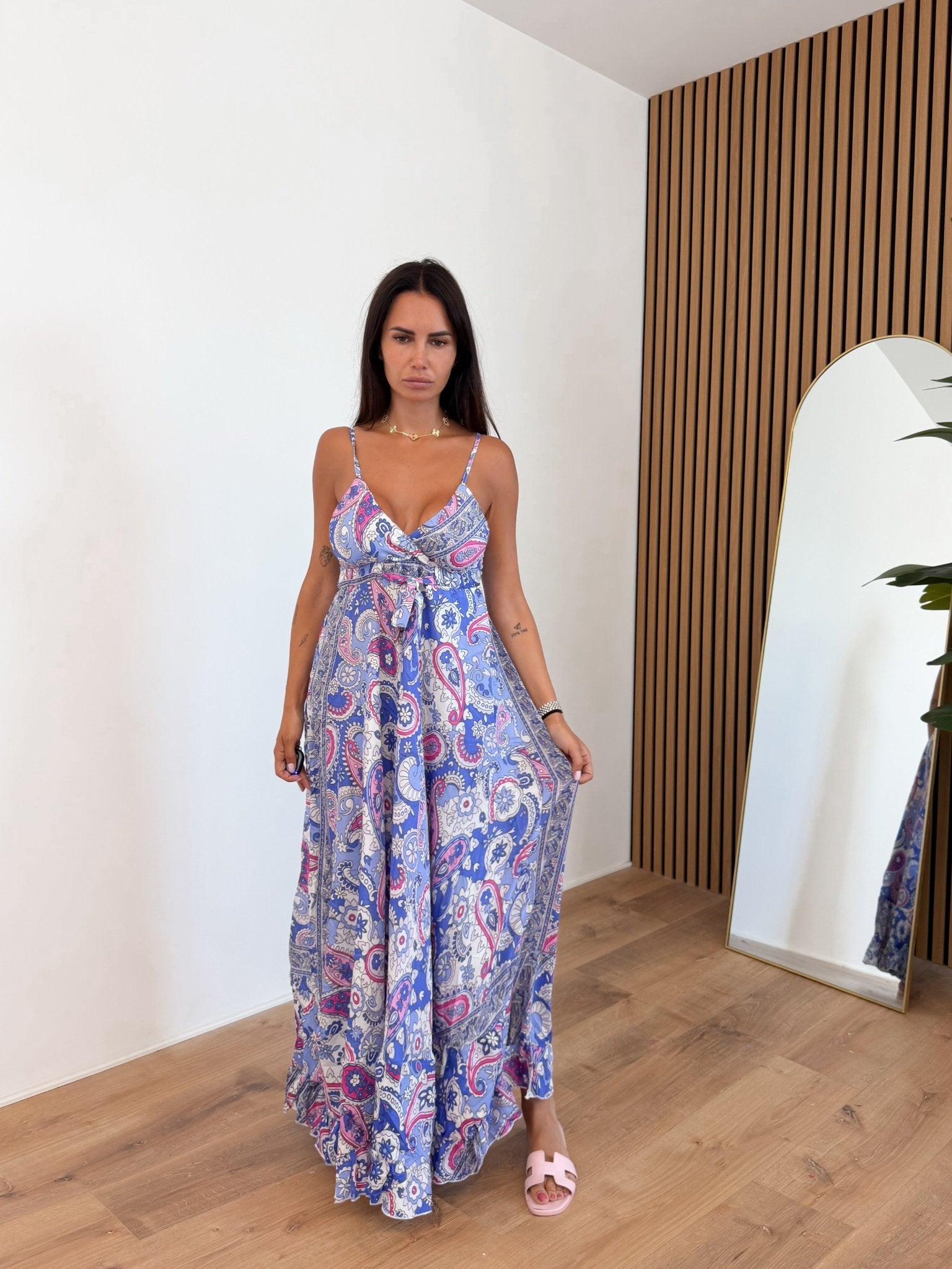 Abito Maya - Bianco Fucsia Blu - SAINTH