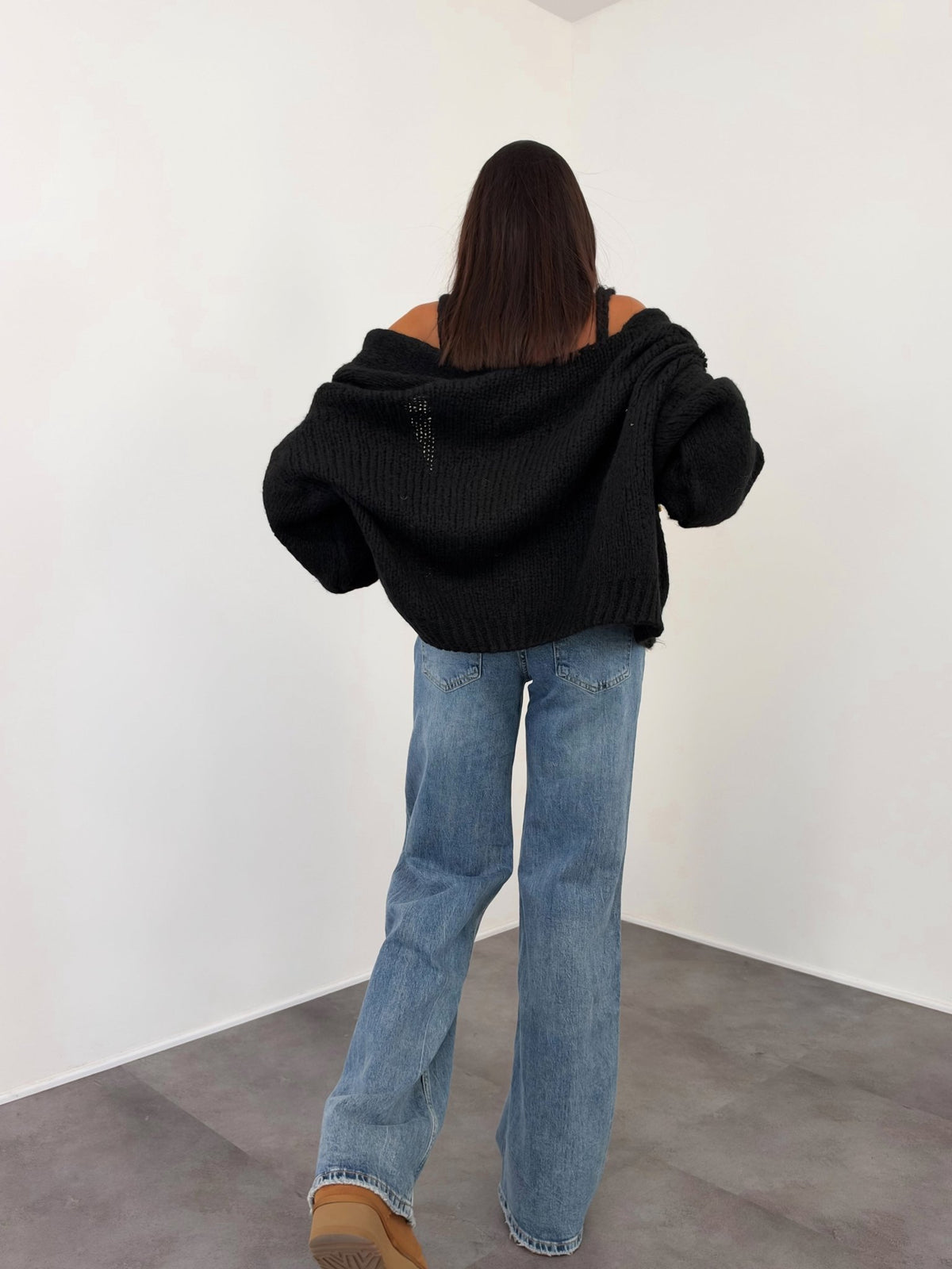 Set Top + Cardigan - Nero - SAINTH