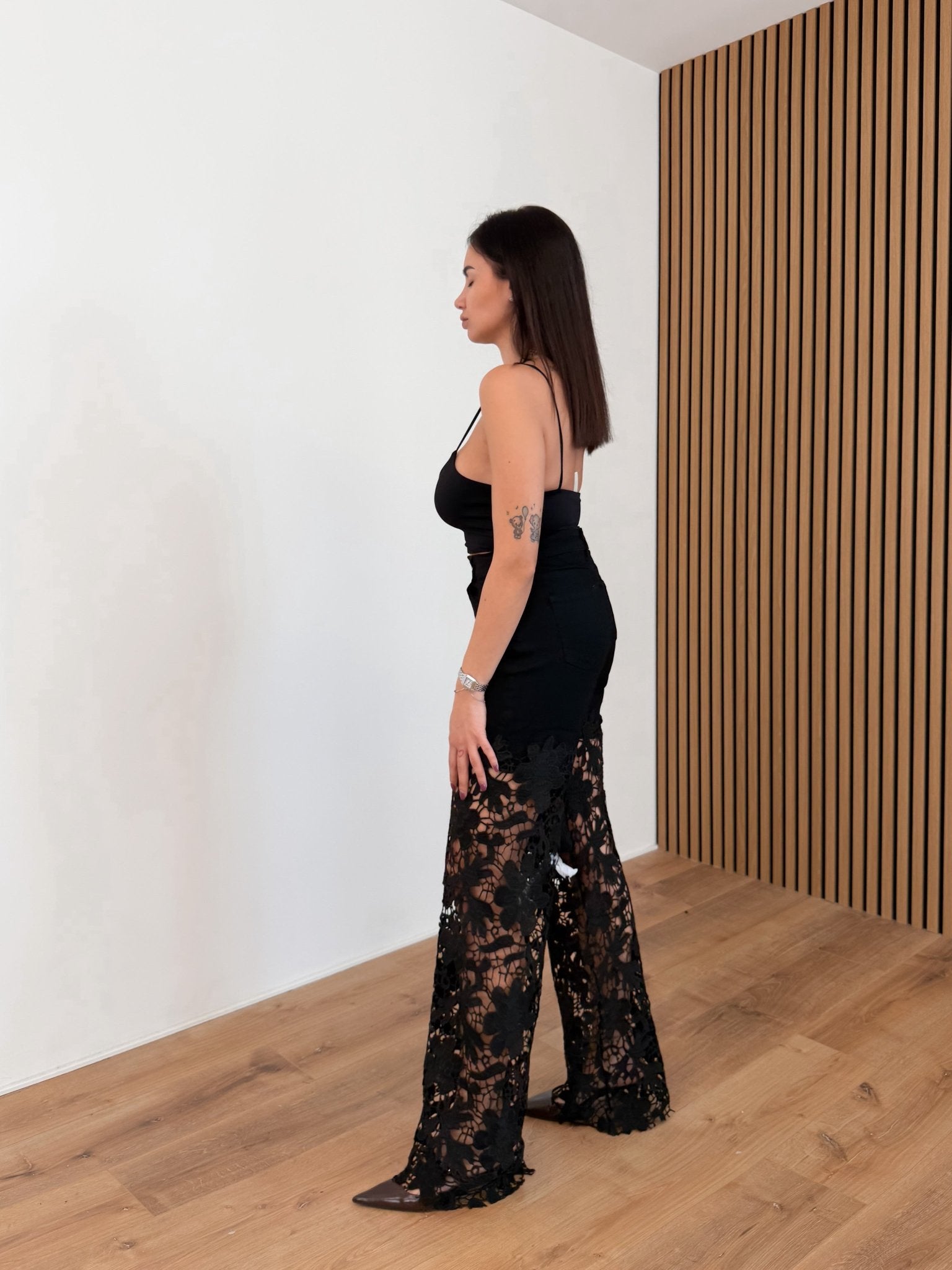 Jeans Mix Pizzo - Nero - SAINTH