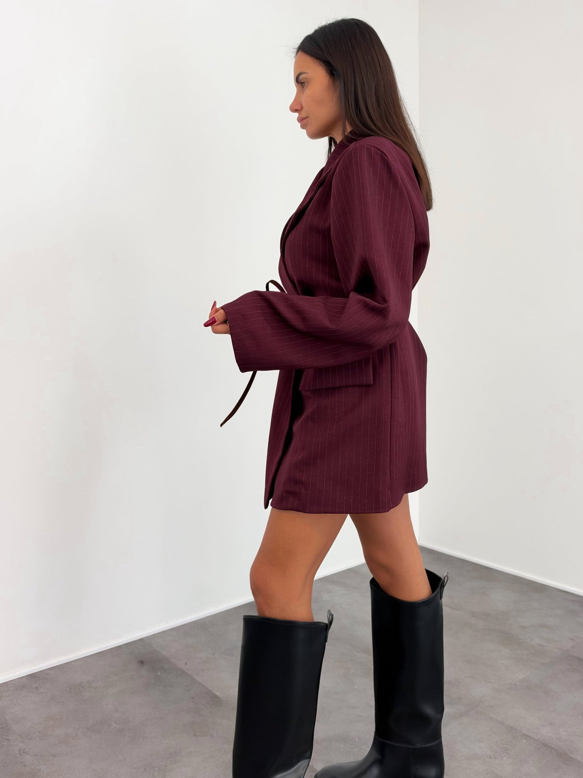 Abito Blazer Gessato - Bordeaux - SAINTH