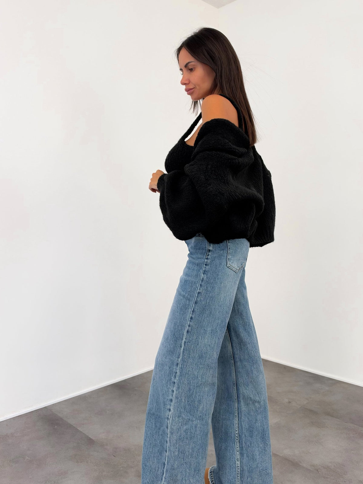 Set Top + Cardigan - Nero - SAINTH