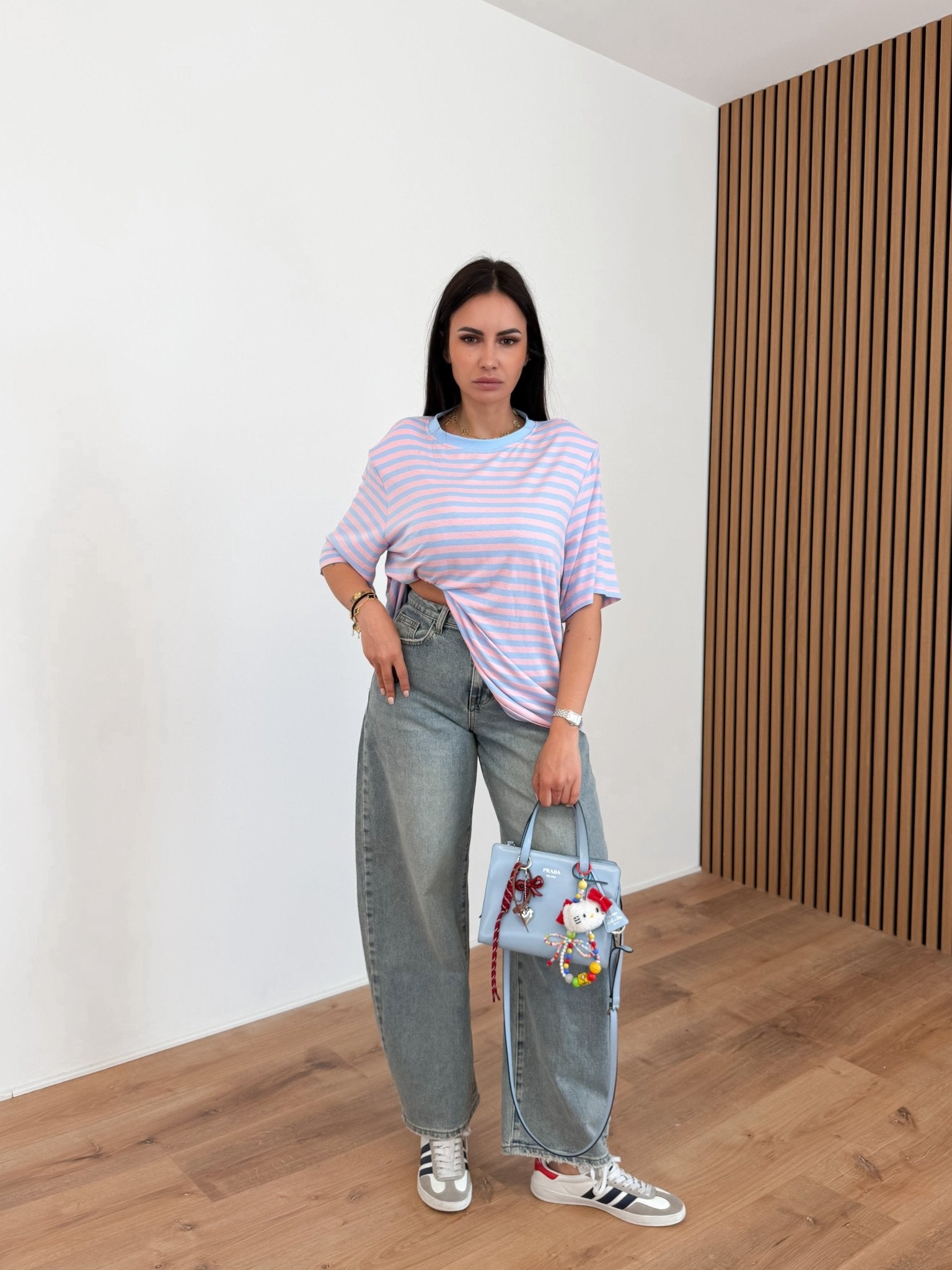 Maxi Maglia Linee - Celeste e Rosa - SAINTH