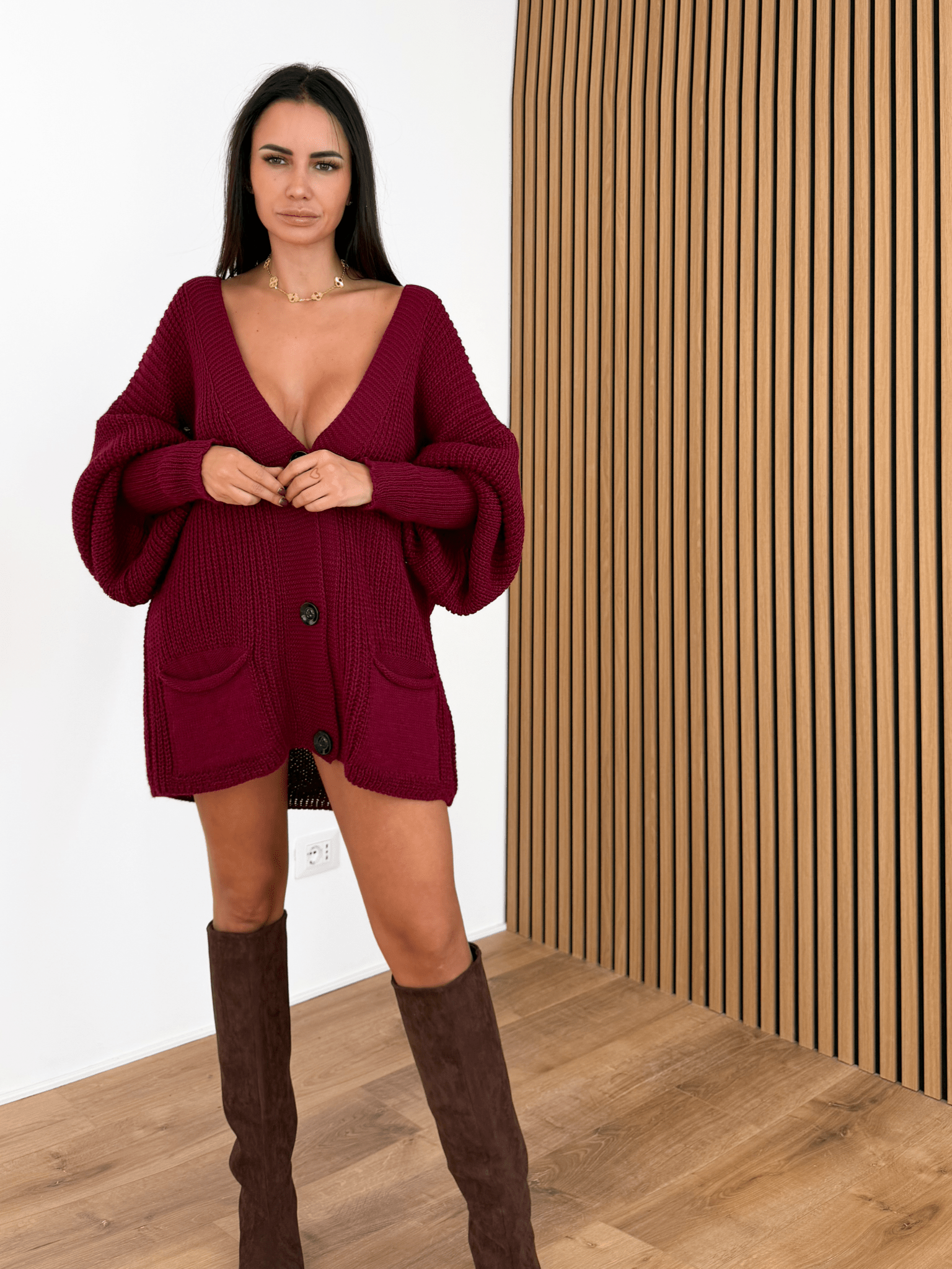 Maxi Cardigan - Bordeaux - SAINTH