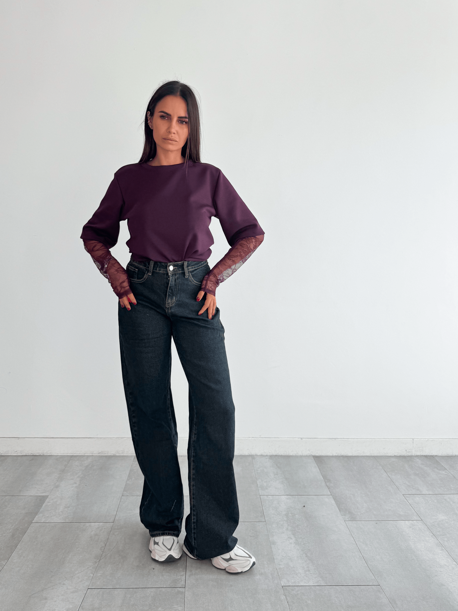 T-Shirt Manica Pizzo - Bordeaux - SAINTH