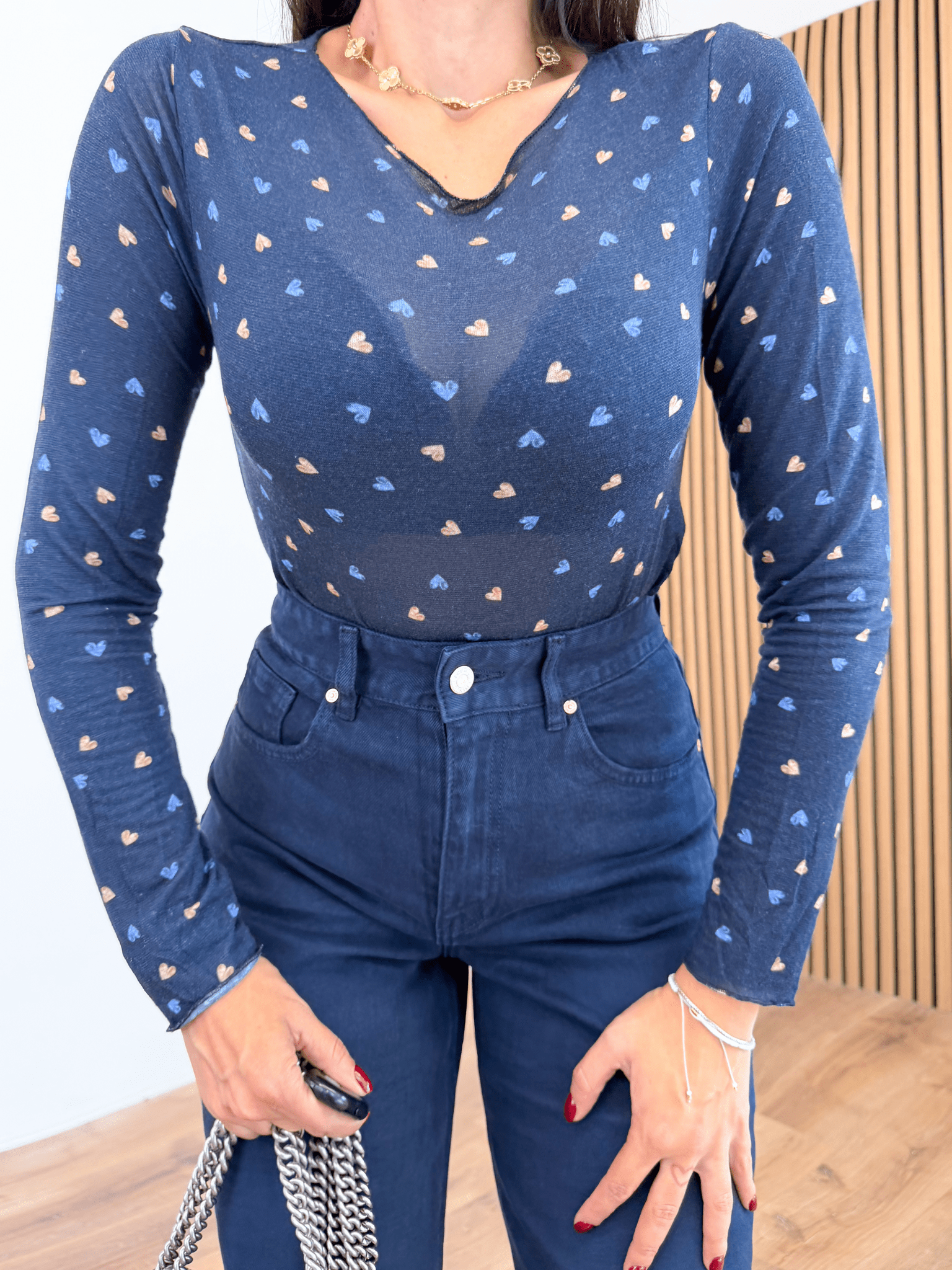 Dolcevita Misto Cashmere Cuoricini - Blu - SAINTH