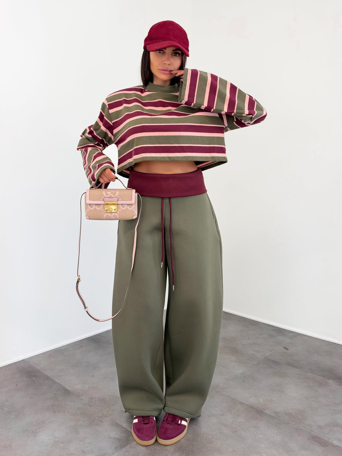 Pantalone Tuta Bicolor - Army Green Bordeaux - SAINTH