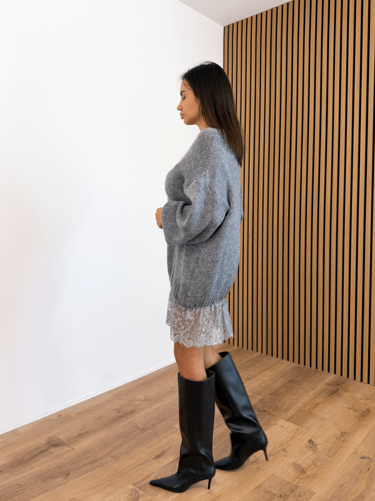 Abito Pull Pizzo - Grigio - SAINTH