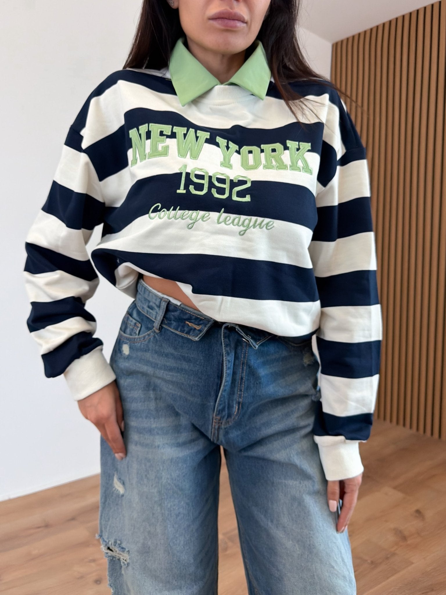 Felpa Colletto NY - Verde Mela - SAINTH