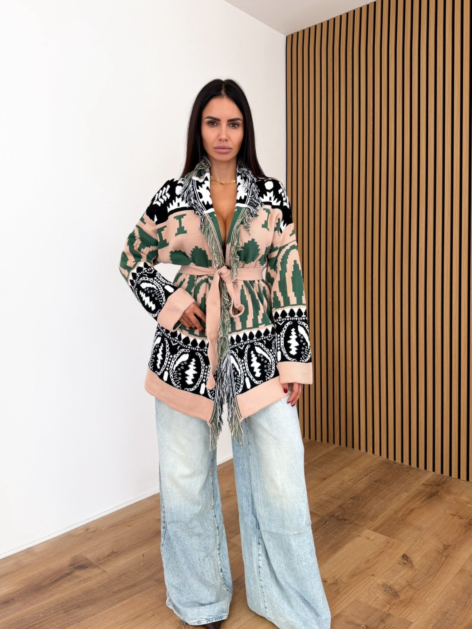 Cardigan Hindu - Cipria e Verde - SAINTH