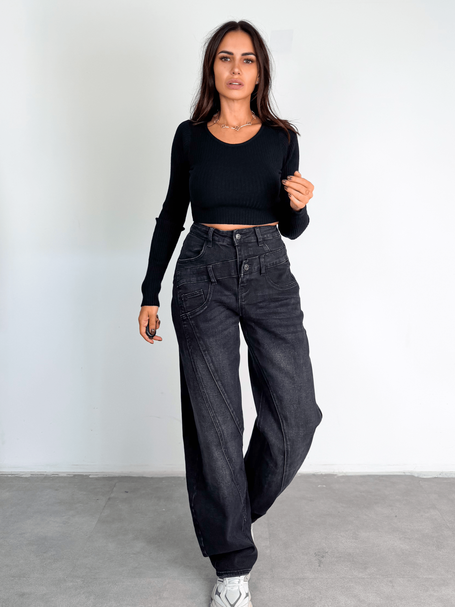 Pull Crop Coste - Nero - SAINTH