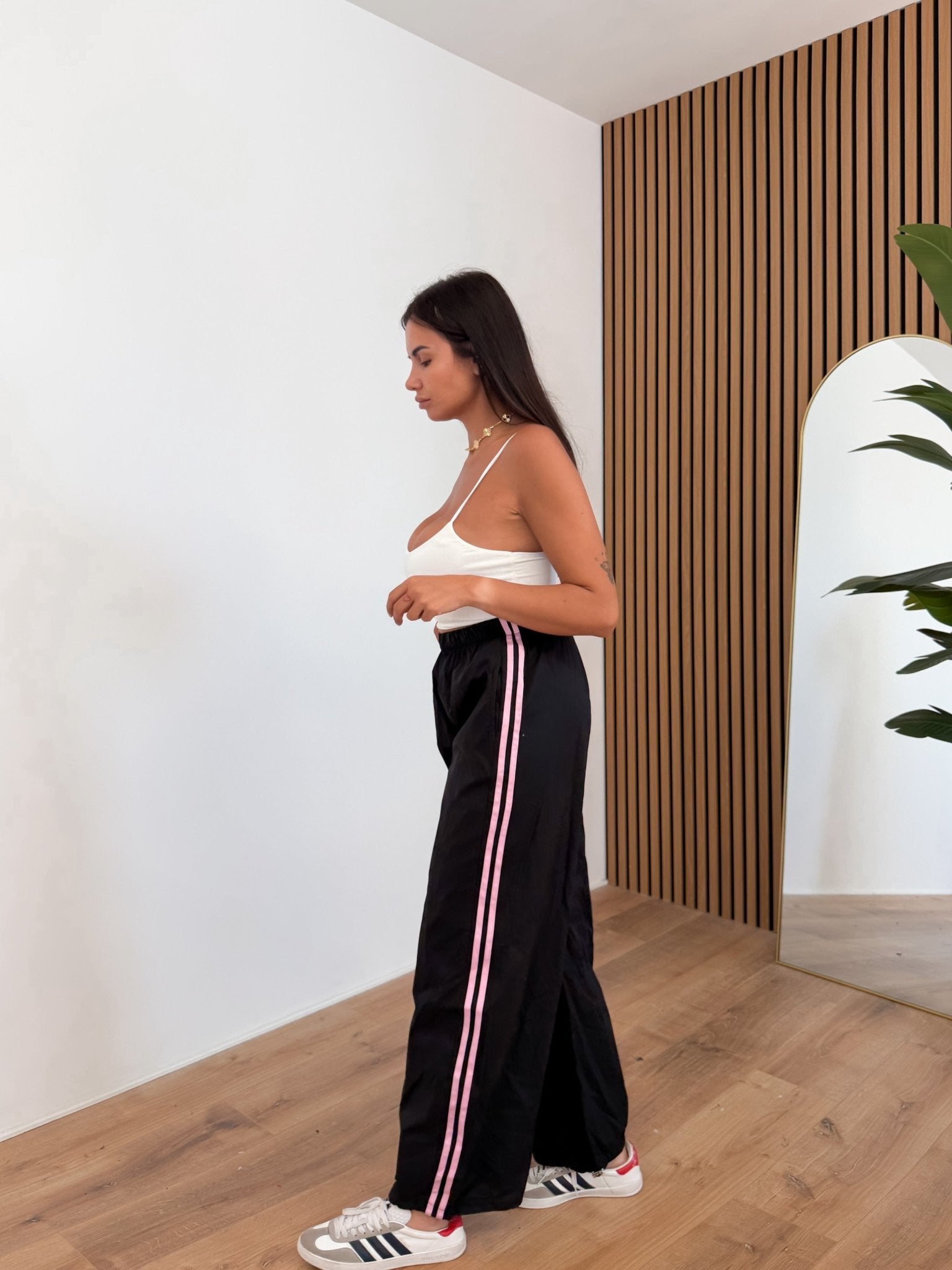 Pantalone Parachute - Nero Rosa - SAINTH