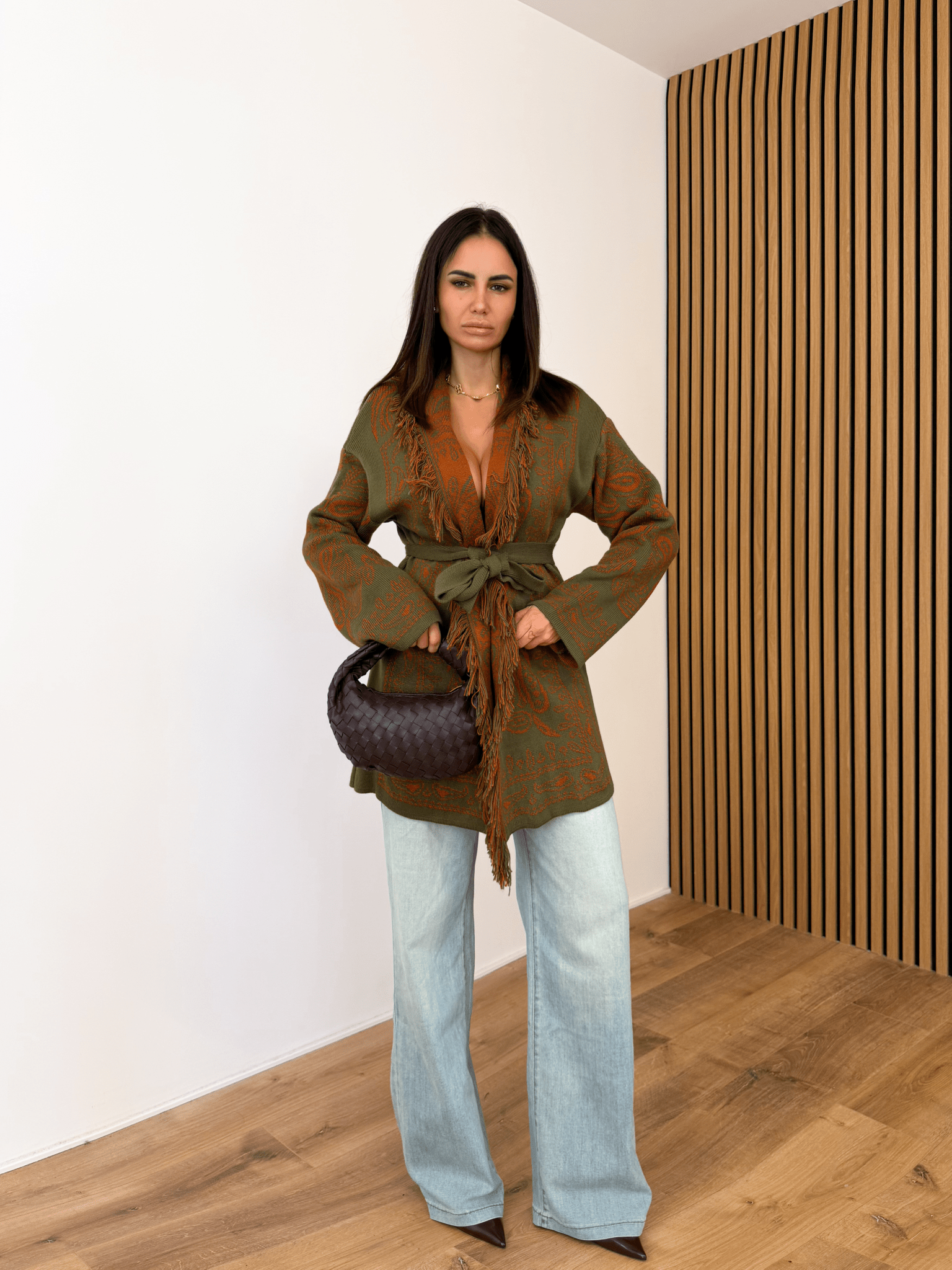 Cardigan Azteco - Army Green e Coccio - SAINTH