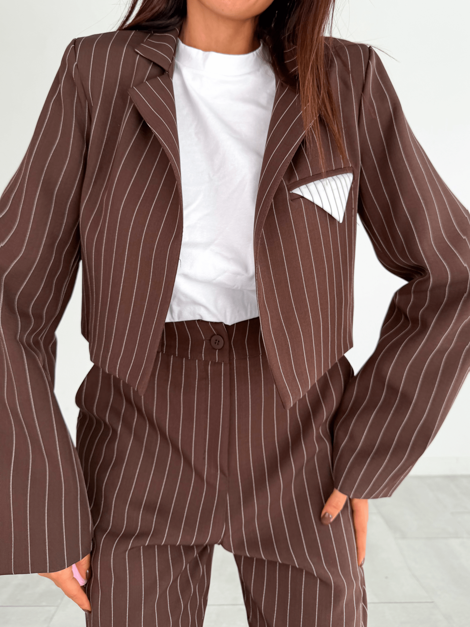 Completo Pocket Gessato - Marrone - SAINTH