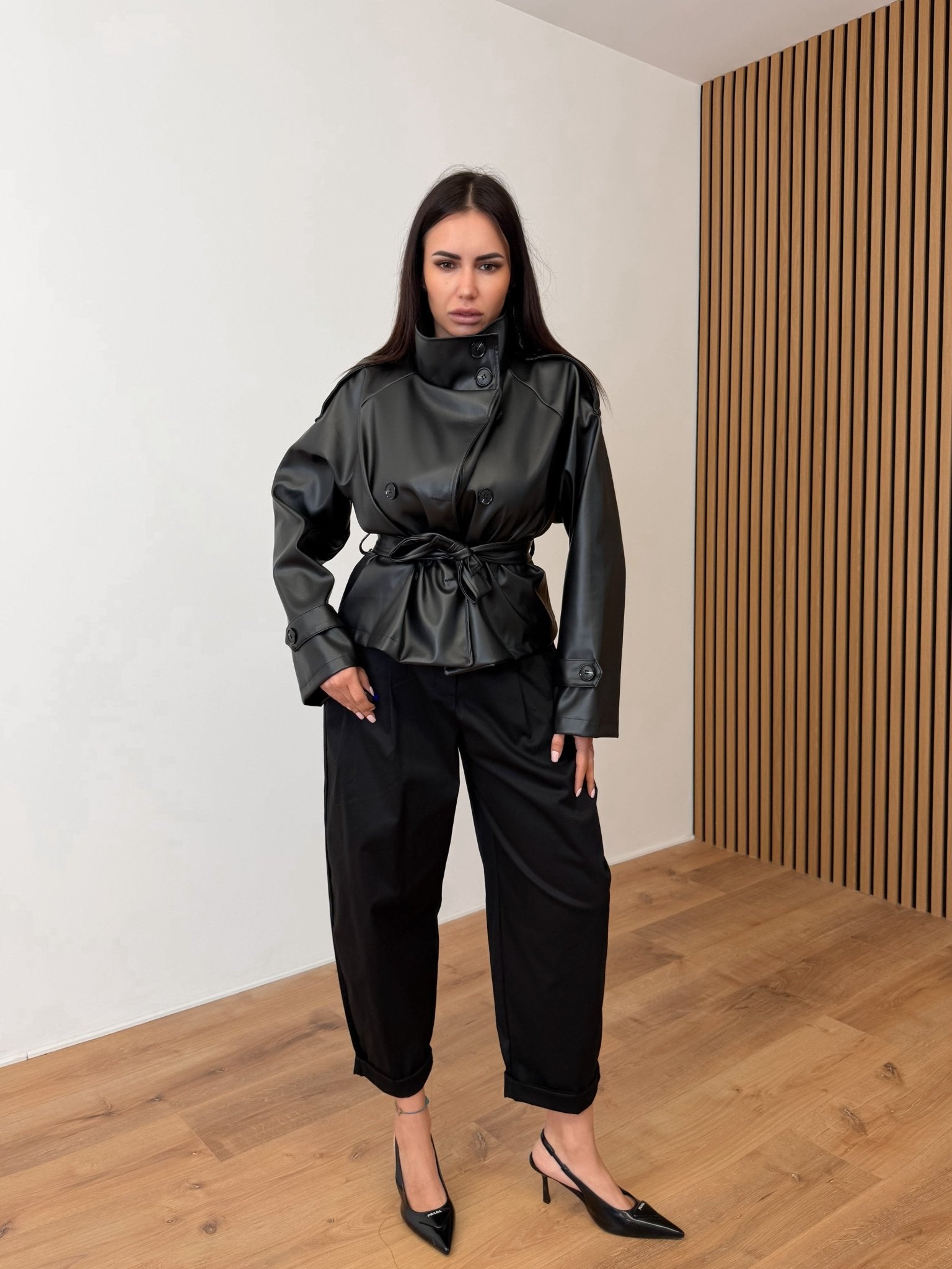 Trench Collo Alto - Nero - SAINTH