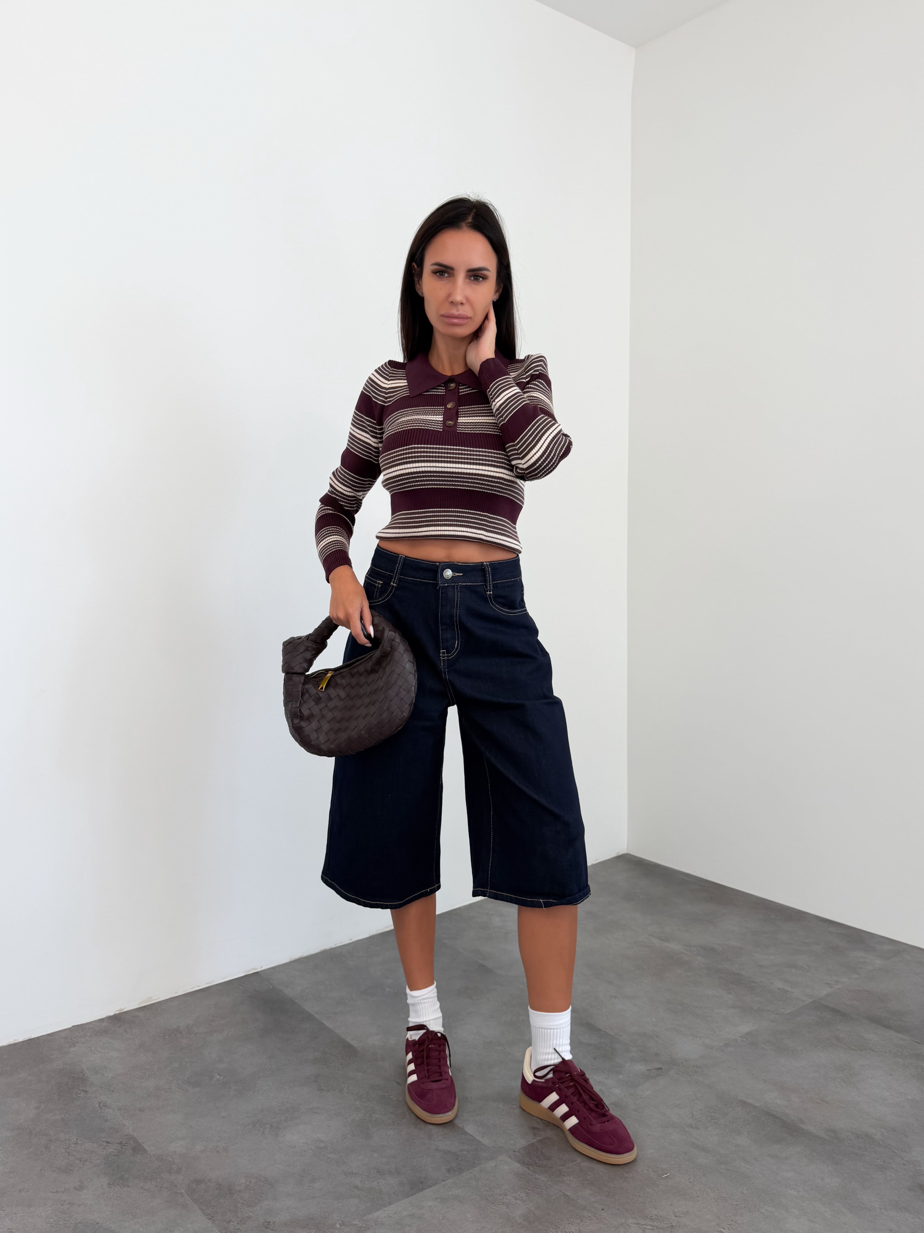 Pull Multirighe - Bordeaux
