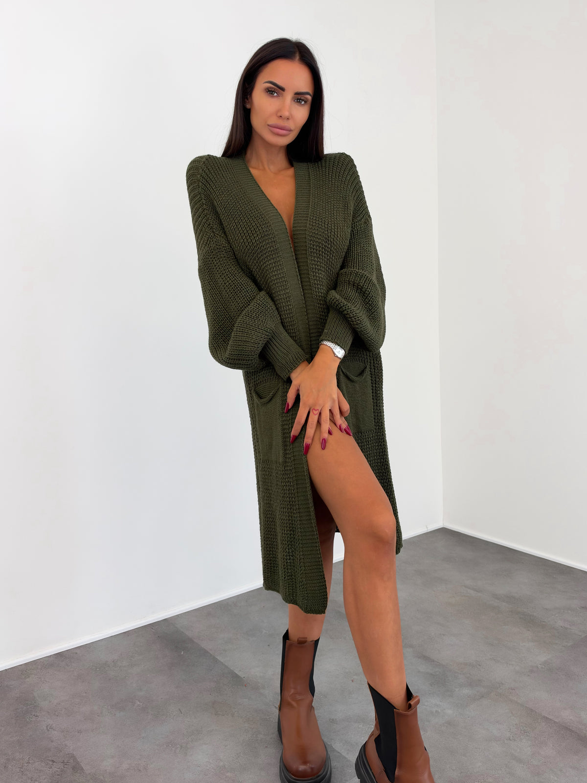 Cardigan Flamingo - Army Green