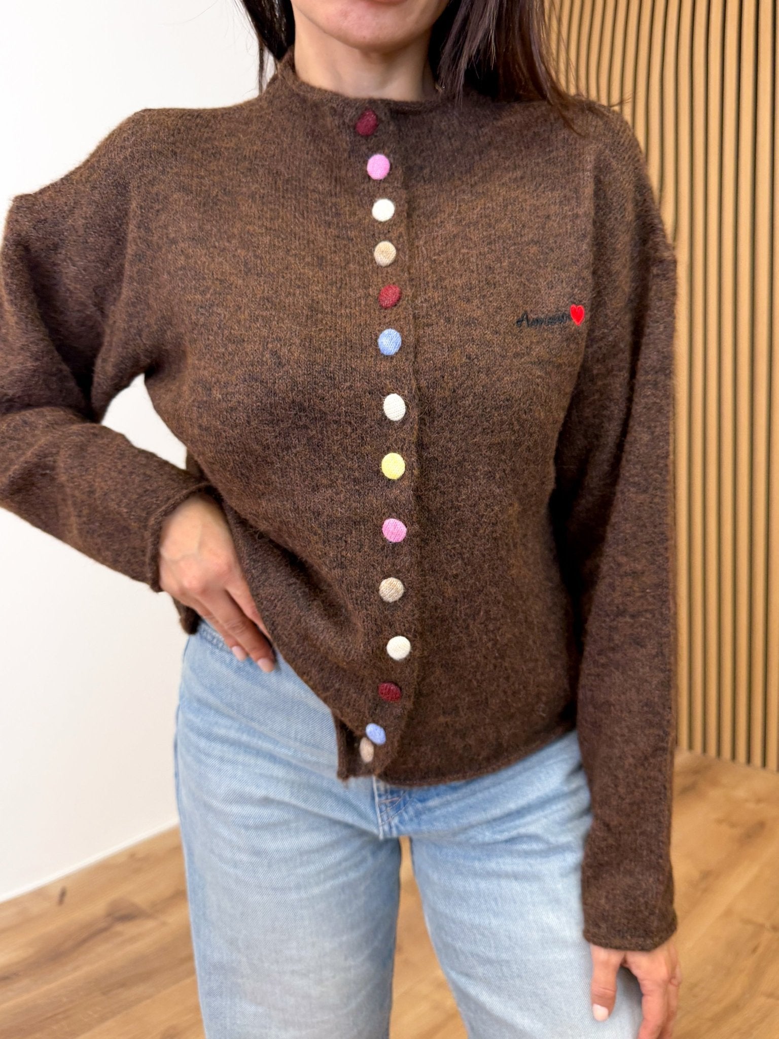 Cardigan Arcobaleno - Marrone - SAINTH