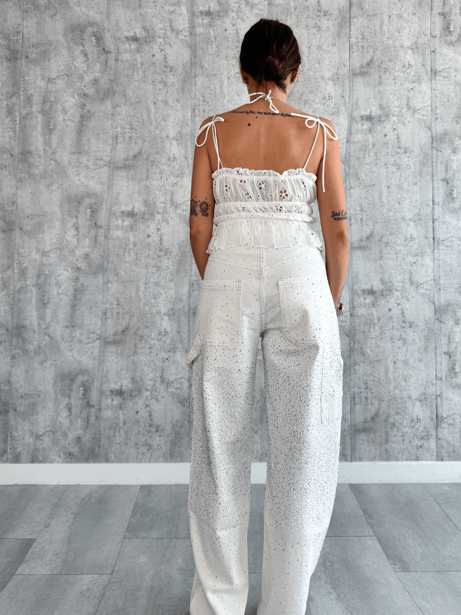 Jeans Baggy Diamonds - Bianco - SAINTH