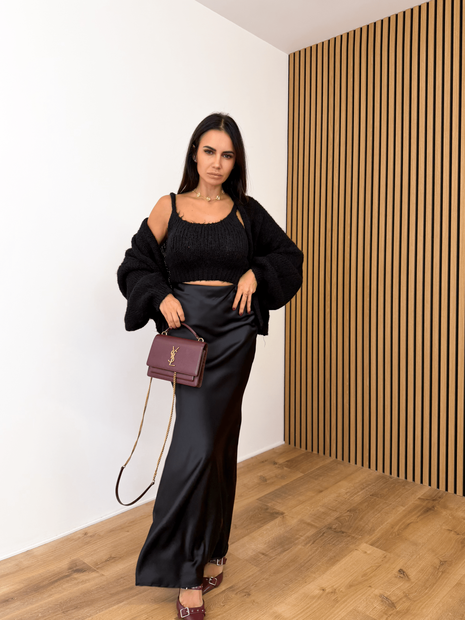 Set Top + Cardigan - Nero - SAINTH