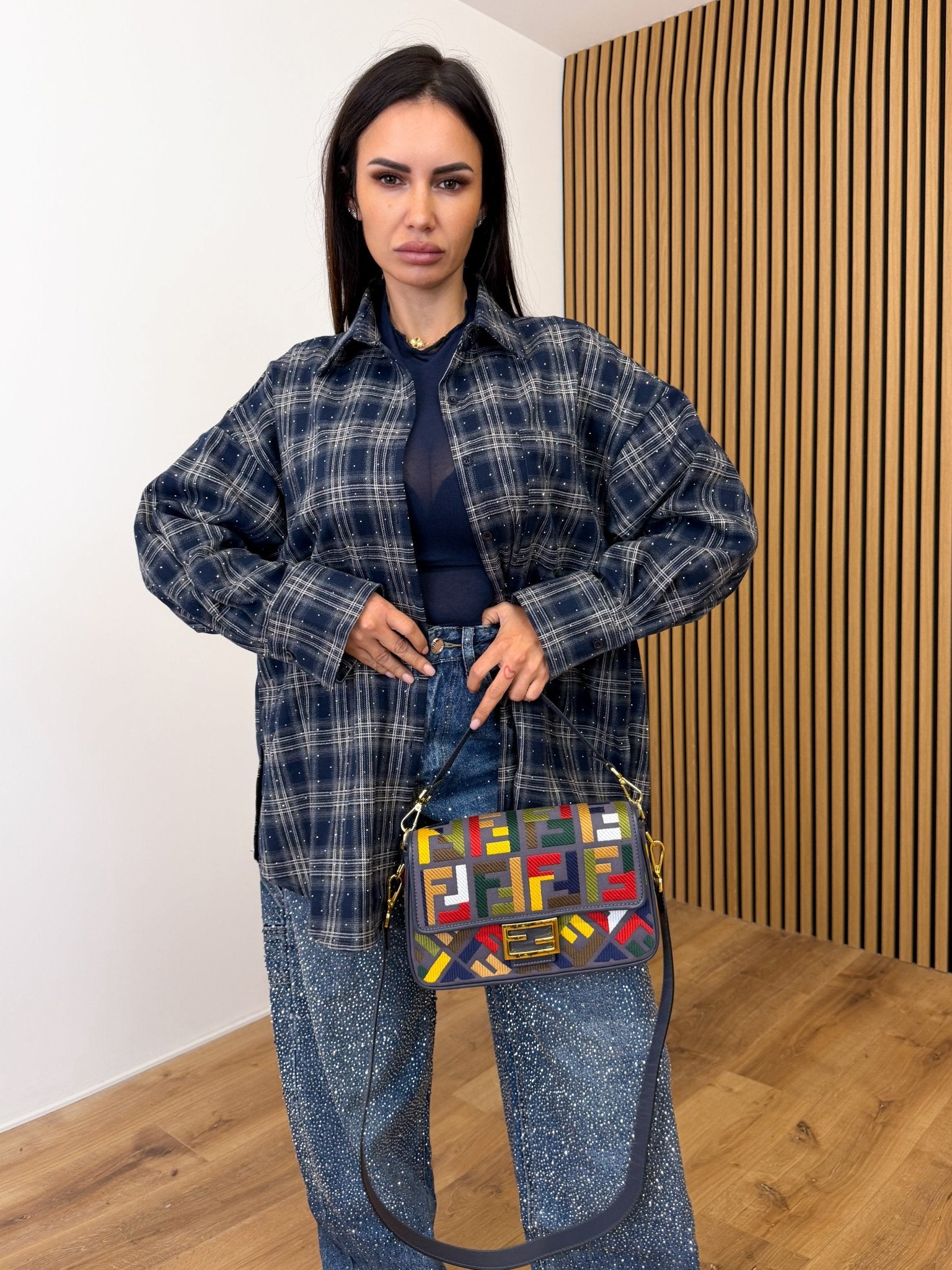 Jeans Baggy Diamonds - Denim Scuro - SAINTH