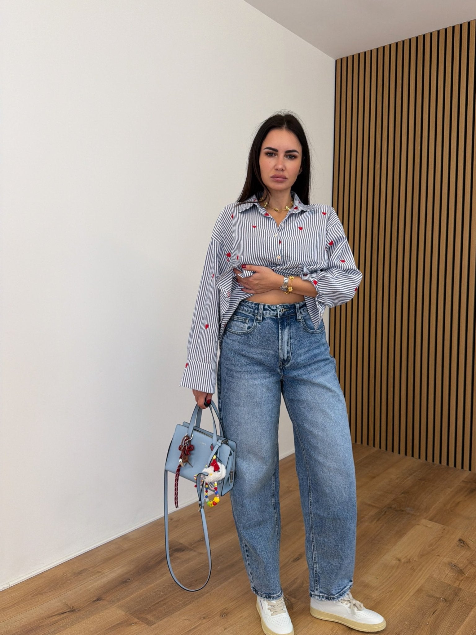 Camicia Righe Corazon - Celeste - SAINTH