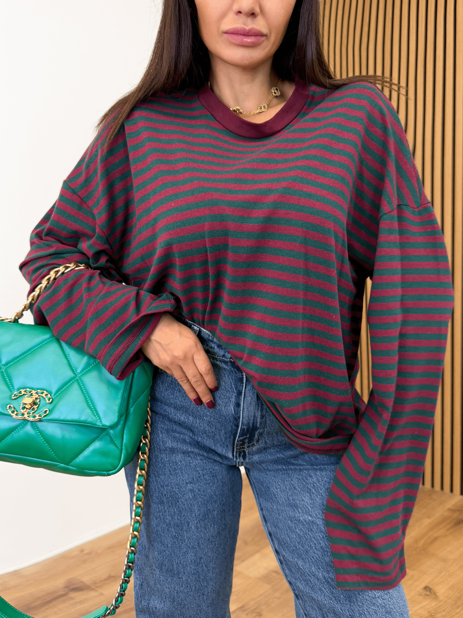 Maxi Maglia Lines - Verde e Bordeaux - SAINTH