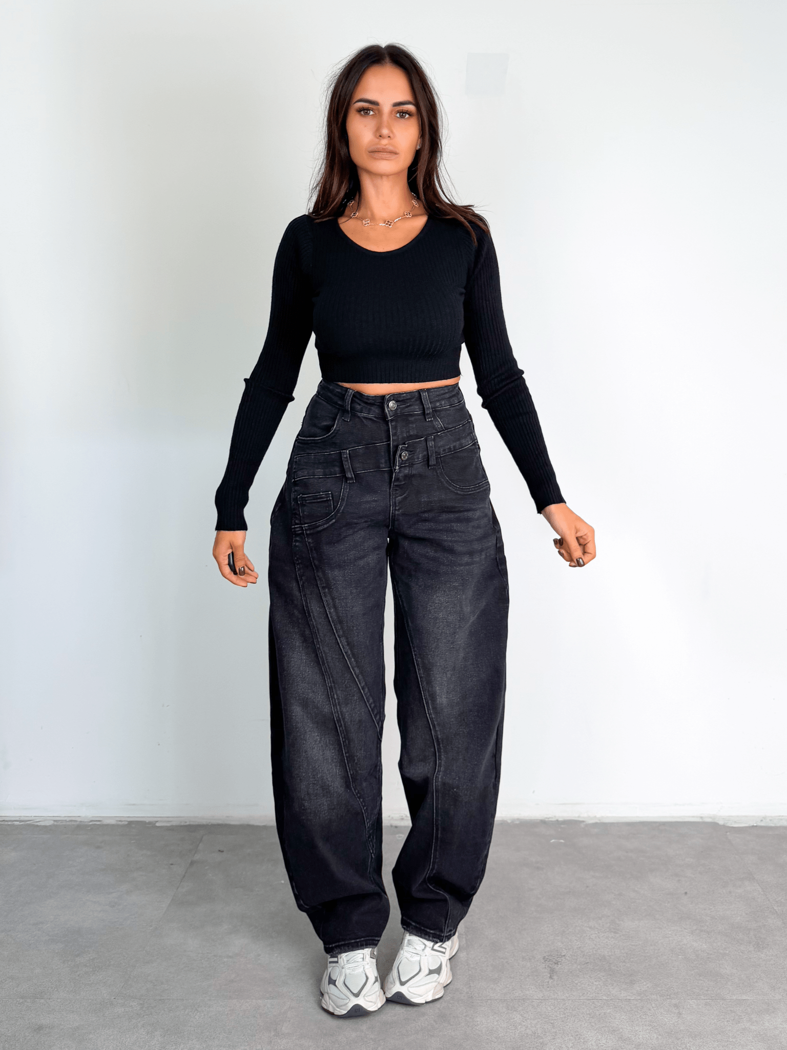 Pull Crop Coste - Nero - SAINTH