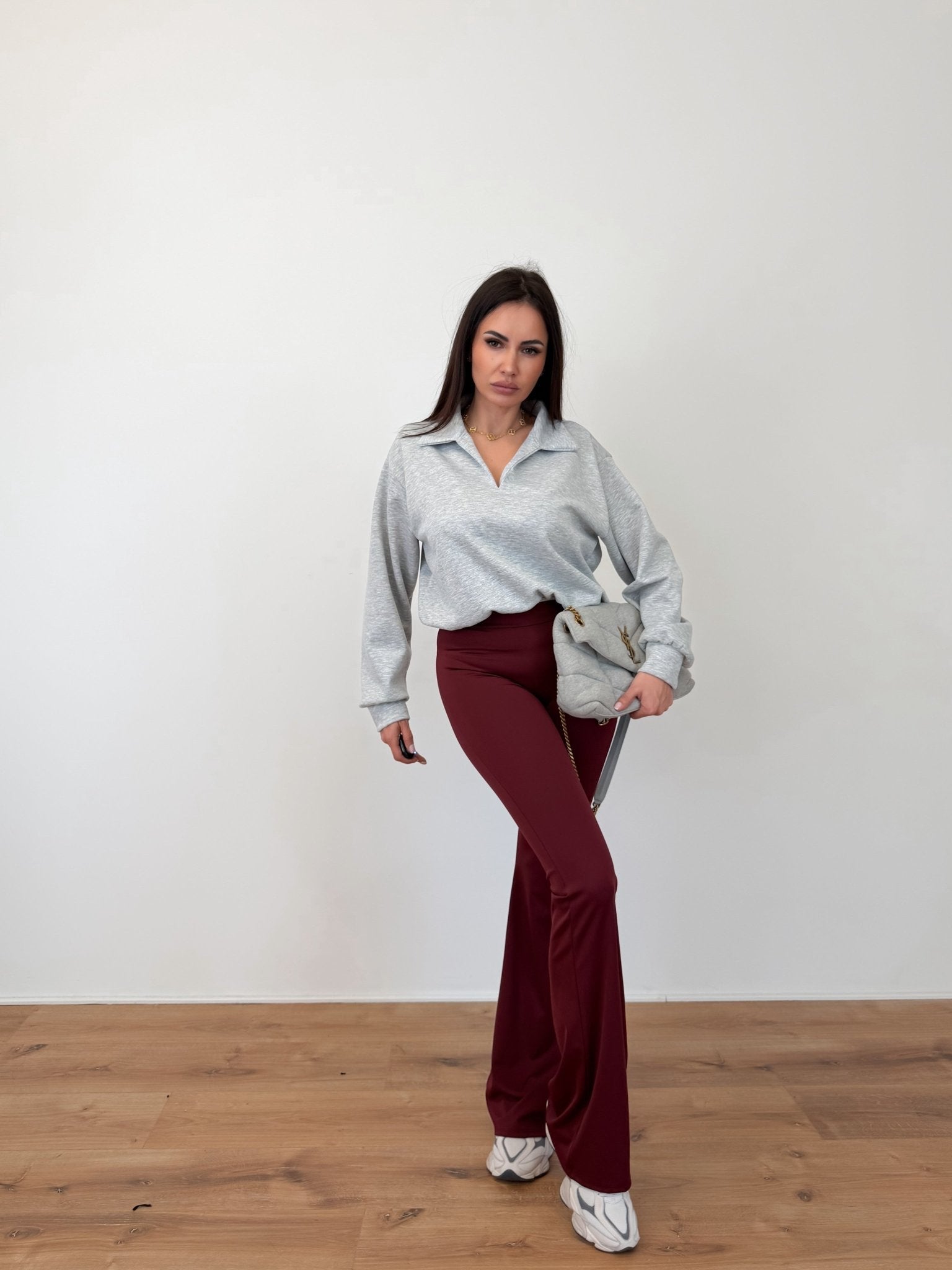 Felpa V Neck - Grigia - SAINTH