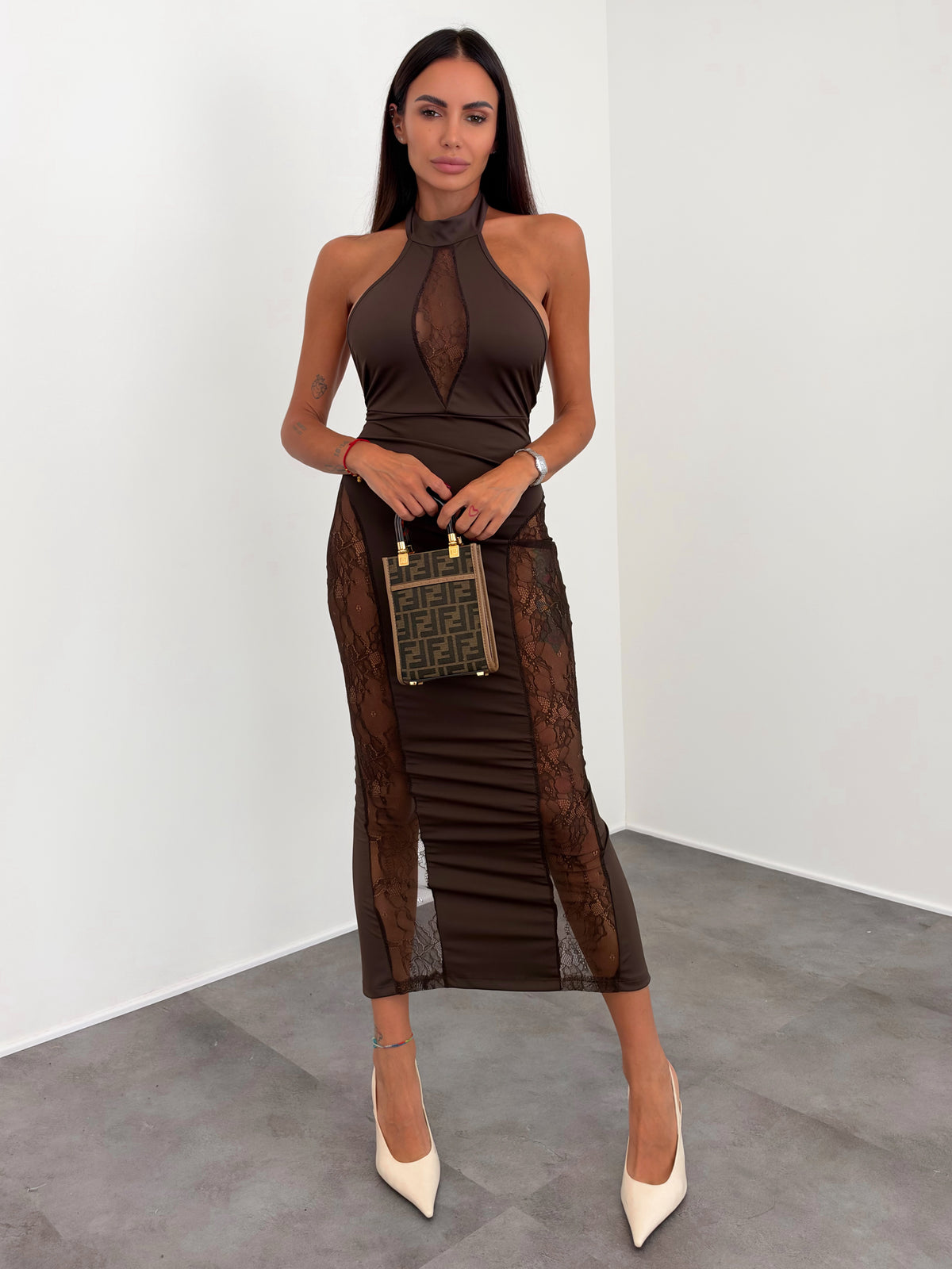 Abito Mesh - Marrone