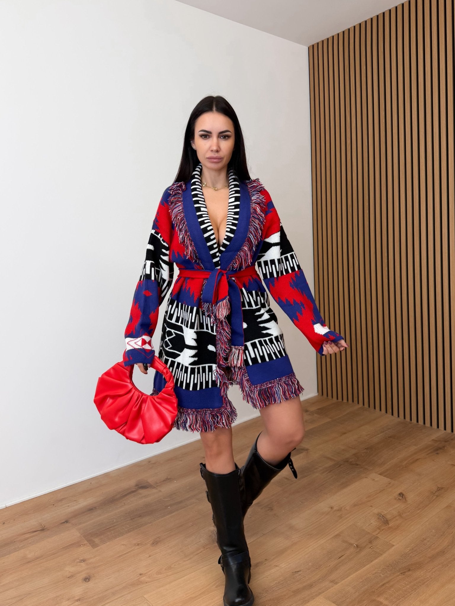 Cardigan Azteco - Viola e Rosso - SAINTH
